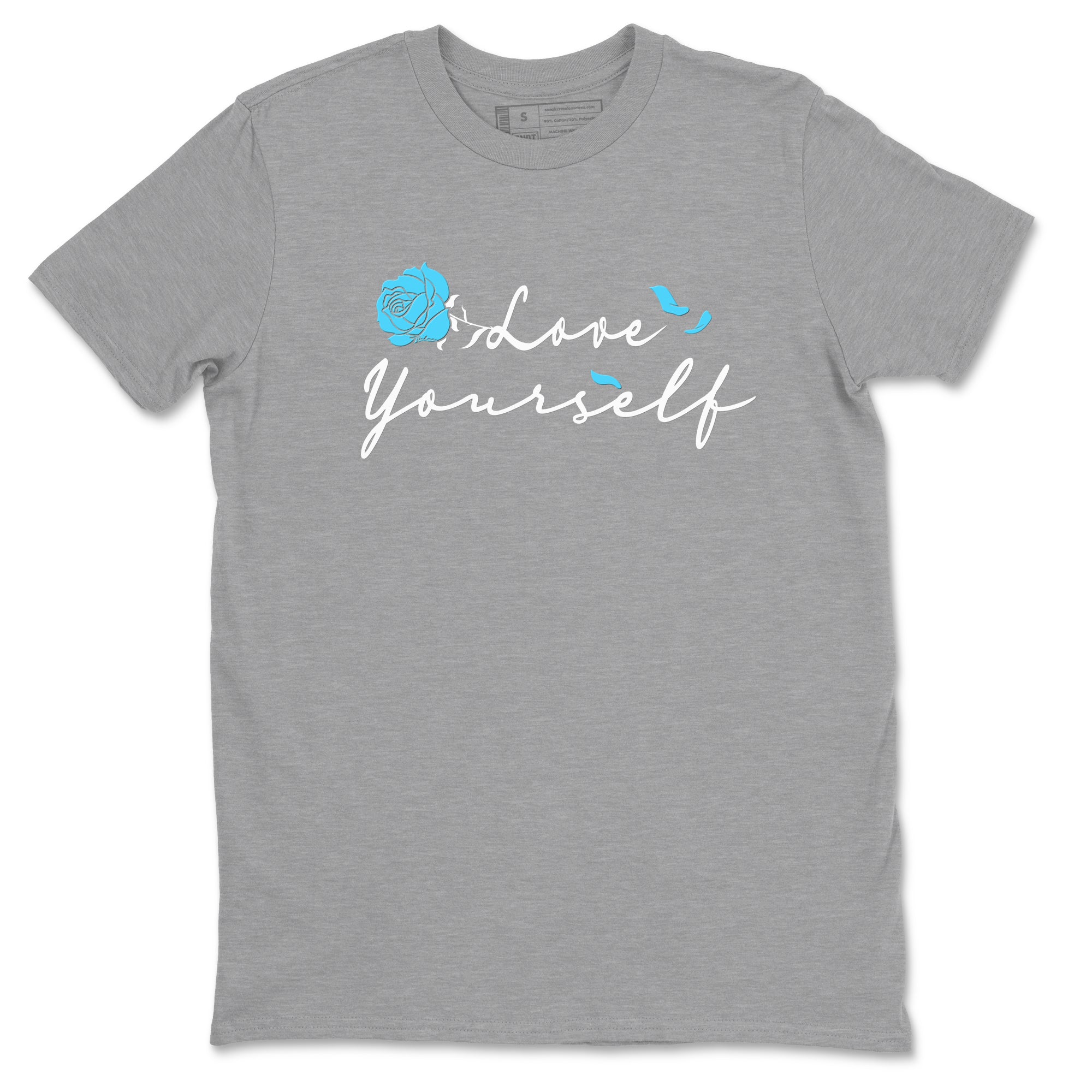 AJ9 Powder Blue shirt to match jordans Love Yourself sneaker tees Air Jordan 9 Powder Blue Drip Gear Zone unisex cotton Heather Grey 2 crew neck shirt