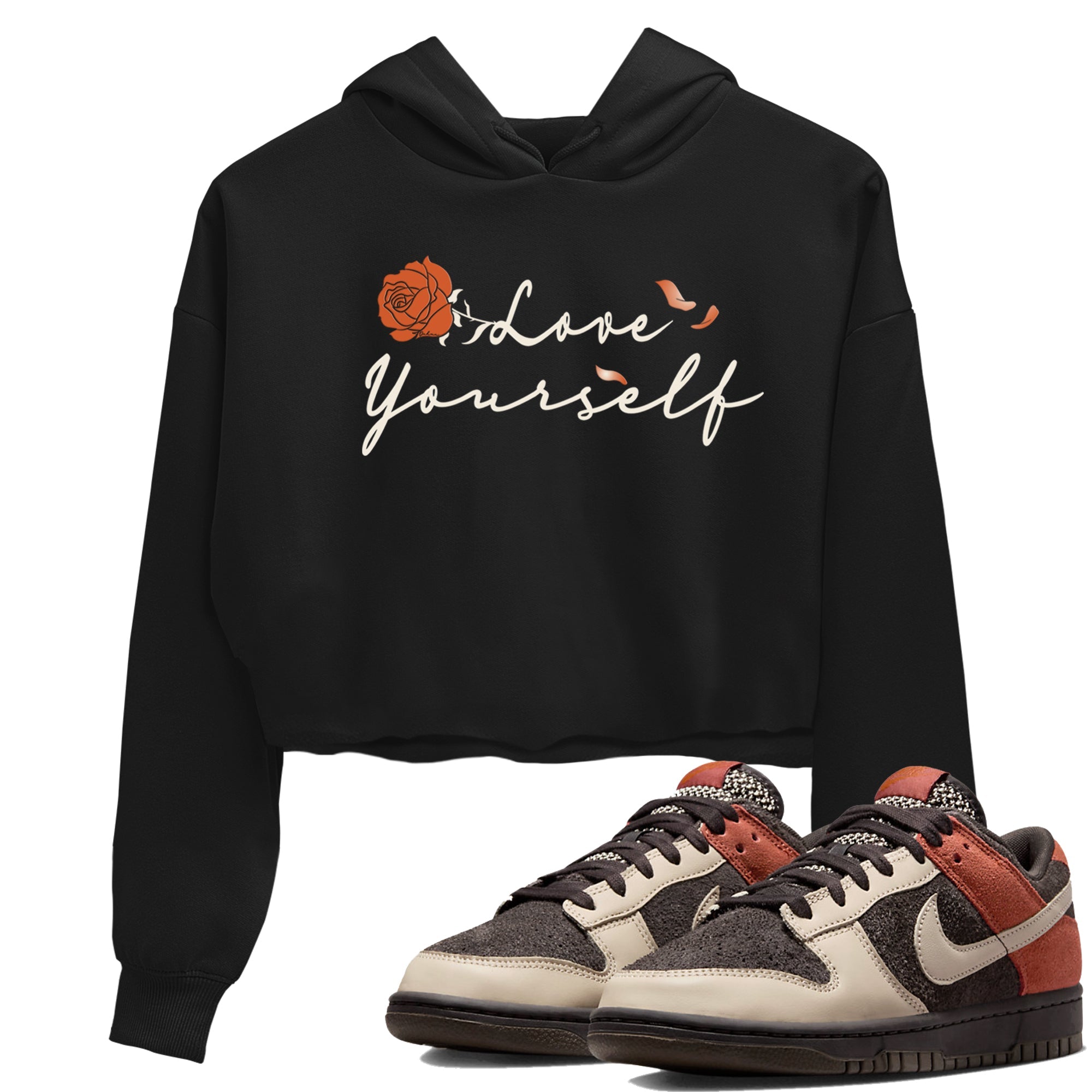 Dunk Low Red Panda shirt to match jordans Love Yourself sneaker tees Dunks Red Panda Drip Gear Zone Sneaker Matching Clothing Brand Black 1 Crop T-Shirt