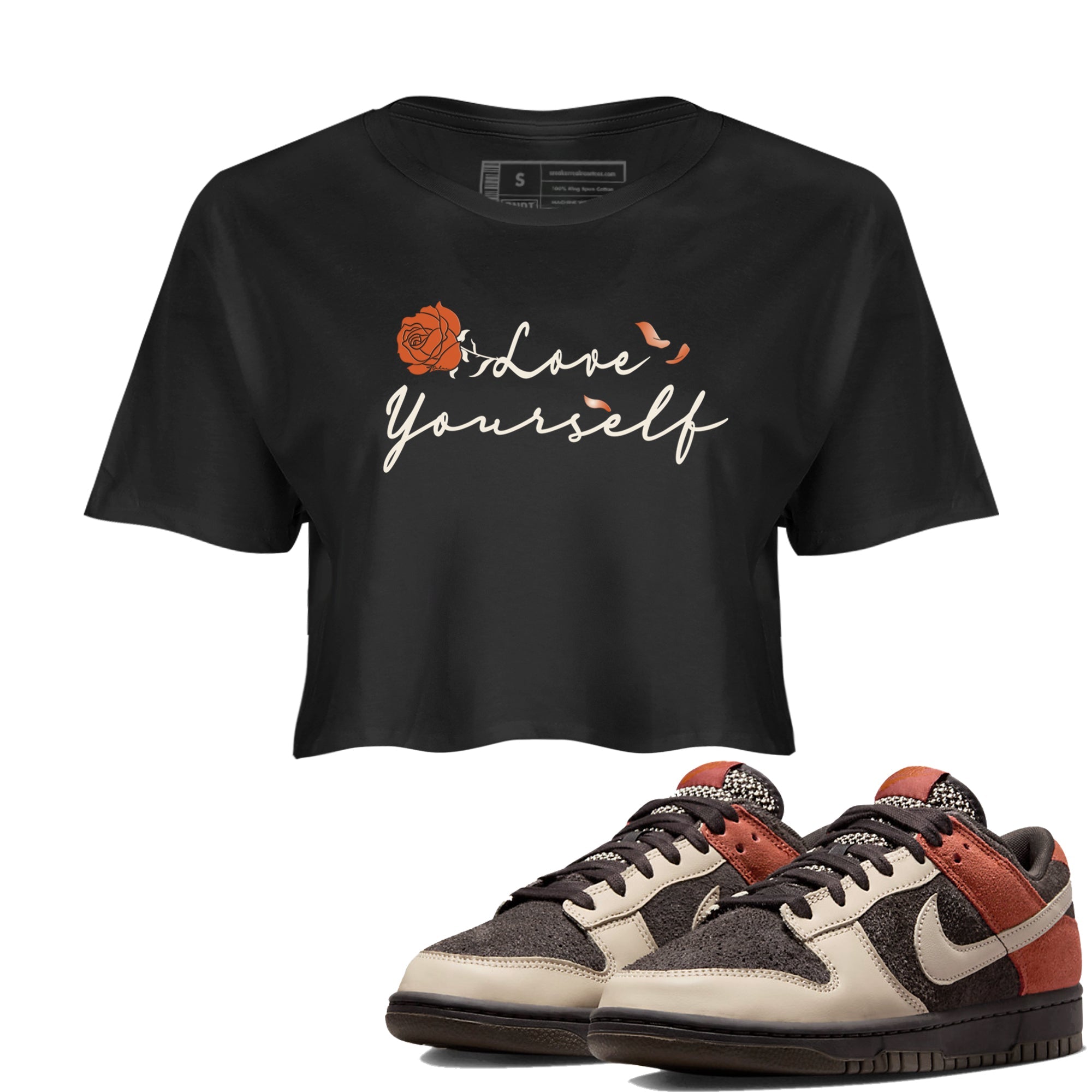 Dunk Low Red Panda shirt to match jordans Love Yourself sneaker tees Dunks Red Panda Drip Gear Zone Sneaker Matching Clothing Brand Black 1 Crop T-Shirt