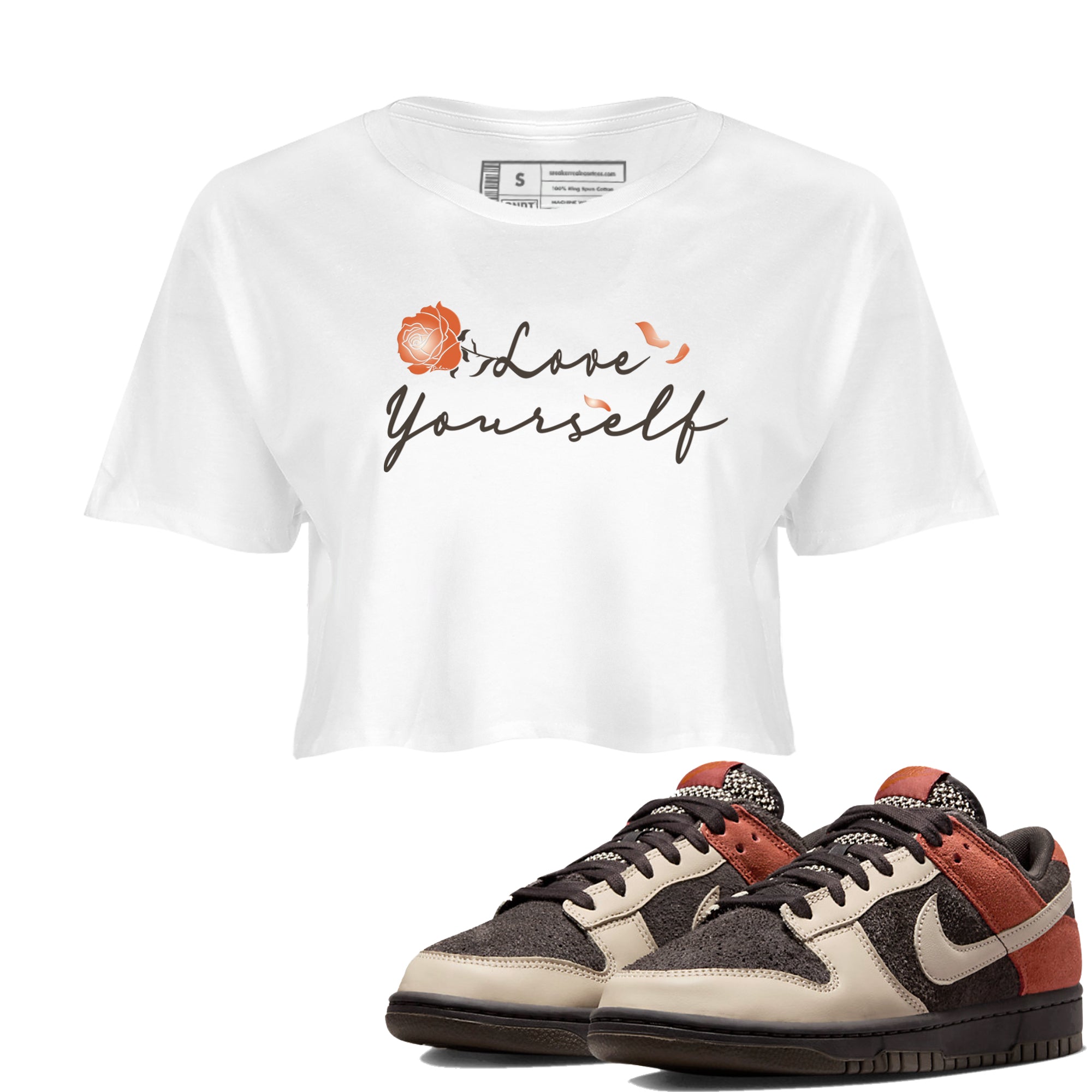 Dunk Low Red Panda shirt to match jordans Love Yourself sneaker tees Dunks Red Panda Drip Gear Zone Sneaker Matching Clothing Brand White 1 Crop T-Shirt
