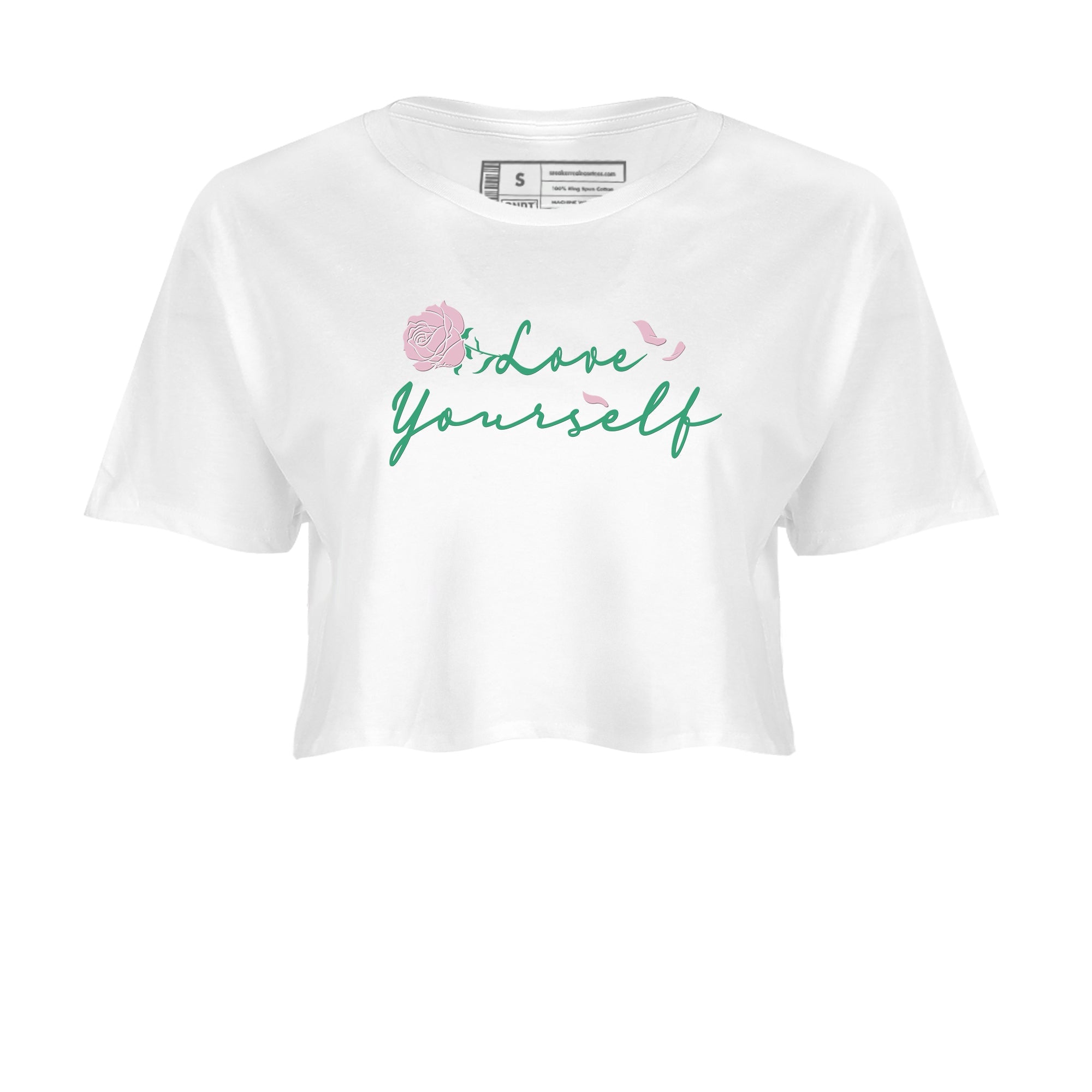 Dunk Low Medium Soft Pink Malachite shirt to match jordans Love Yourself sneaker tees Dunk Medium Soft Pink Malachite Drip Gear Zone White 2 crop length shirt