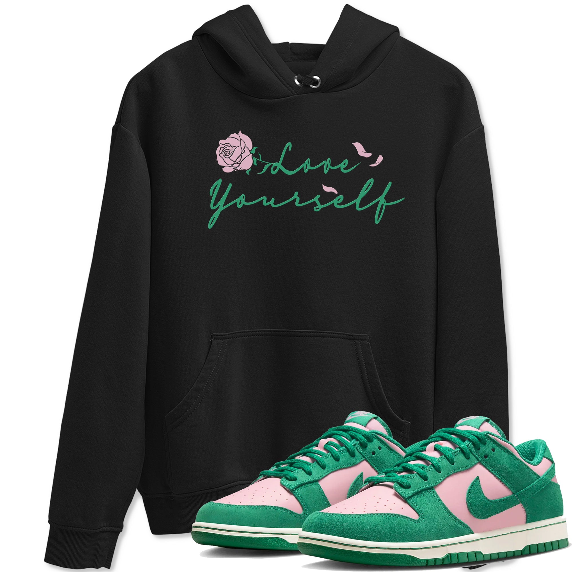 Dunk Low Medium Soft Pink Malachite shirt to match jordans Love Yourself sneaker tees Dunk Medium Soft Pink Malachite Drip Gear Zone unisex cotton Black 1 crew neck shirt