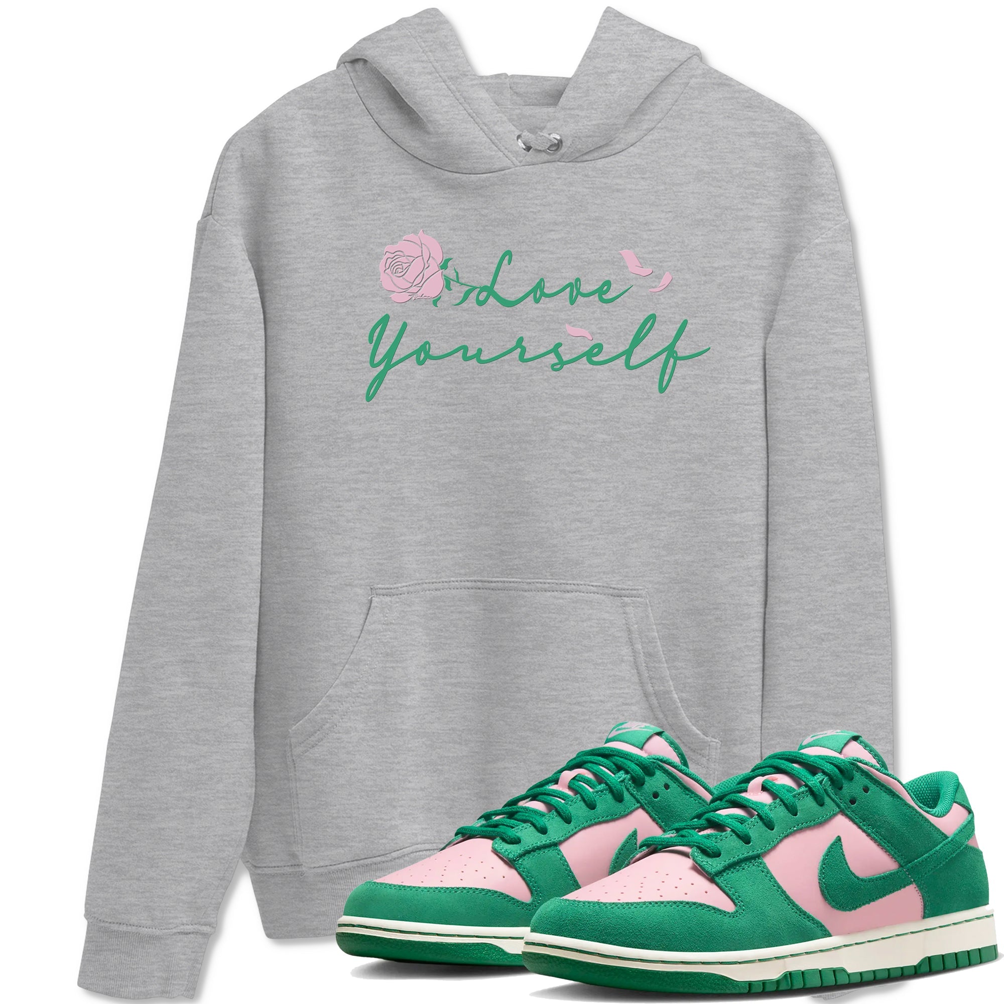 Dunk Low Medium Soft Pink Malachite shirt to match jordans Love Yourself sneaker tees Dunk Medium Soft Pink Malachite Drip Gear Zone unisex cotton Heather Grey 1 crew neck shirt
