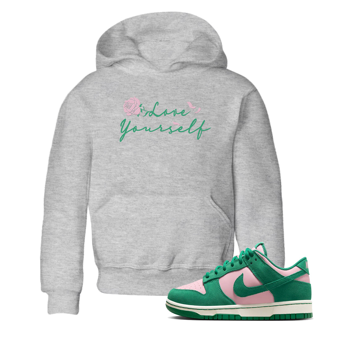 Dunk Low Medium Soft Pink Malachite shirt to match jordans Love Yourself sneaker tees Dunk Medium Soft Pink Malachite Drip Gear Zone baby toddler Heather Grey 1 cotton Shirt