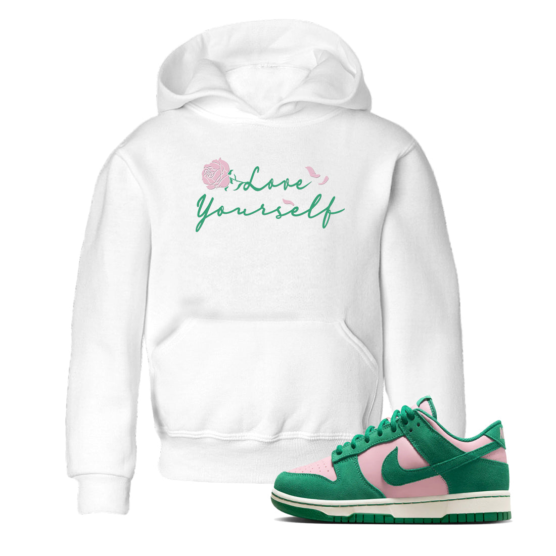 Dunk Low Medium Soft Pink Malachite shirt to match jordans Love Yourself sneaker tees Dunk Medium Soft Pink Malachite Drip Gear Zone baby toddler White 1 cotton Shirt