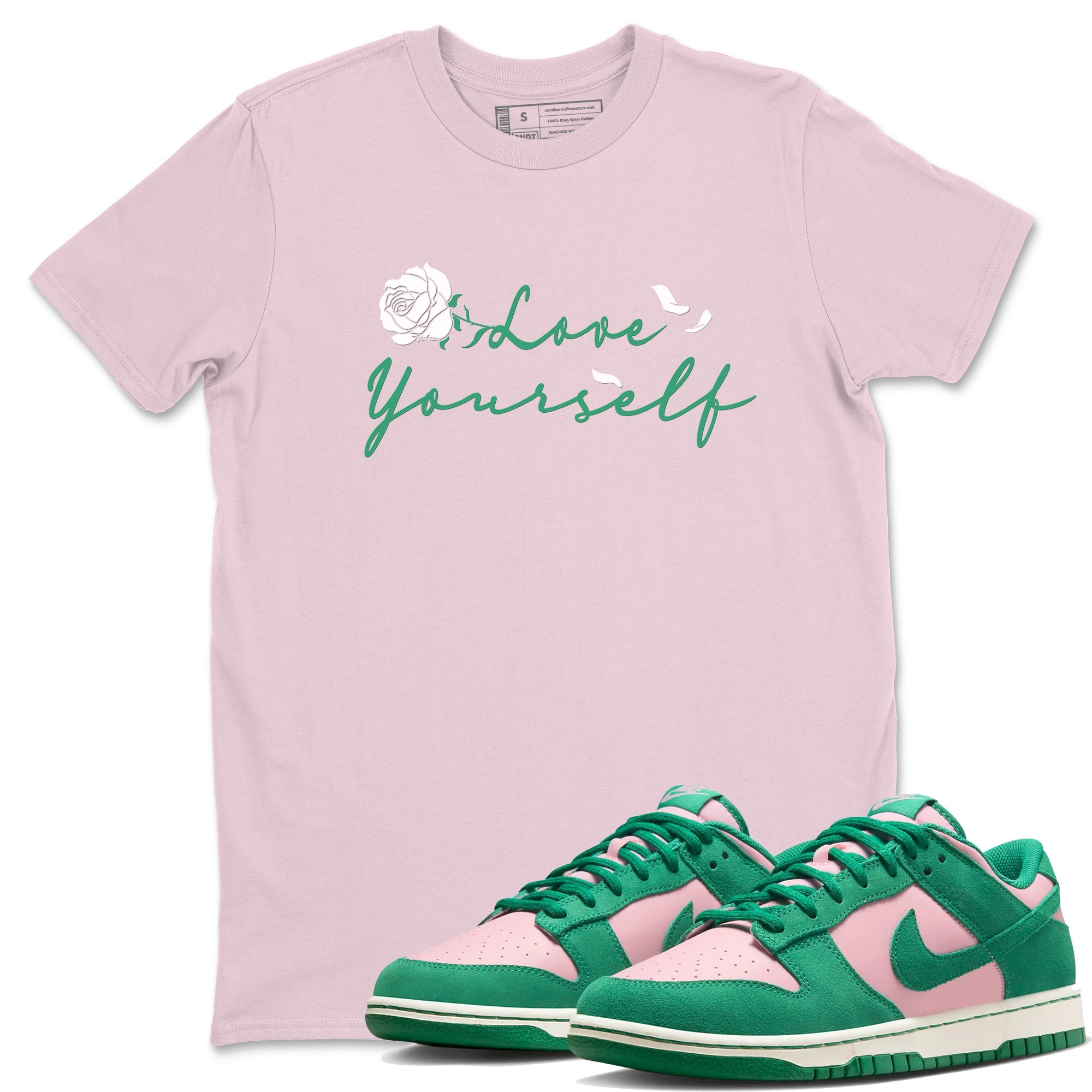 Dunk Low Medium Soft Pink Malachite shirt to match jordans Love Yourself sneaker tees Dunk Medium Soft Pink Malachite Drip Gear Zone unisex cotton Pink 1 crew neck shirt