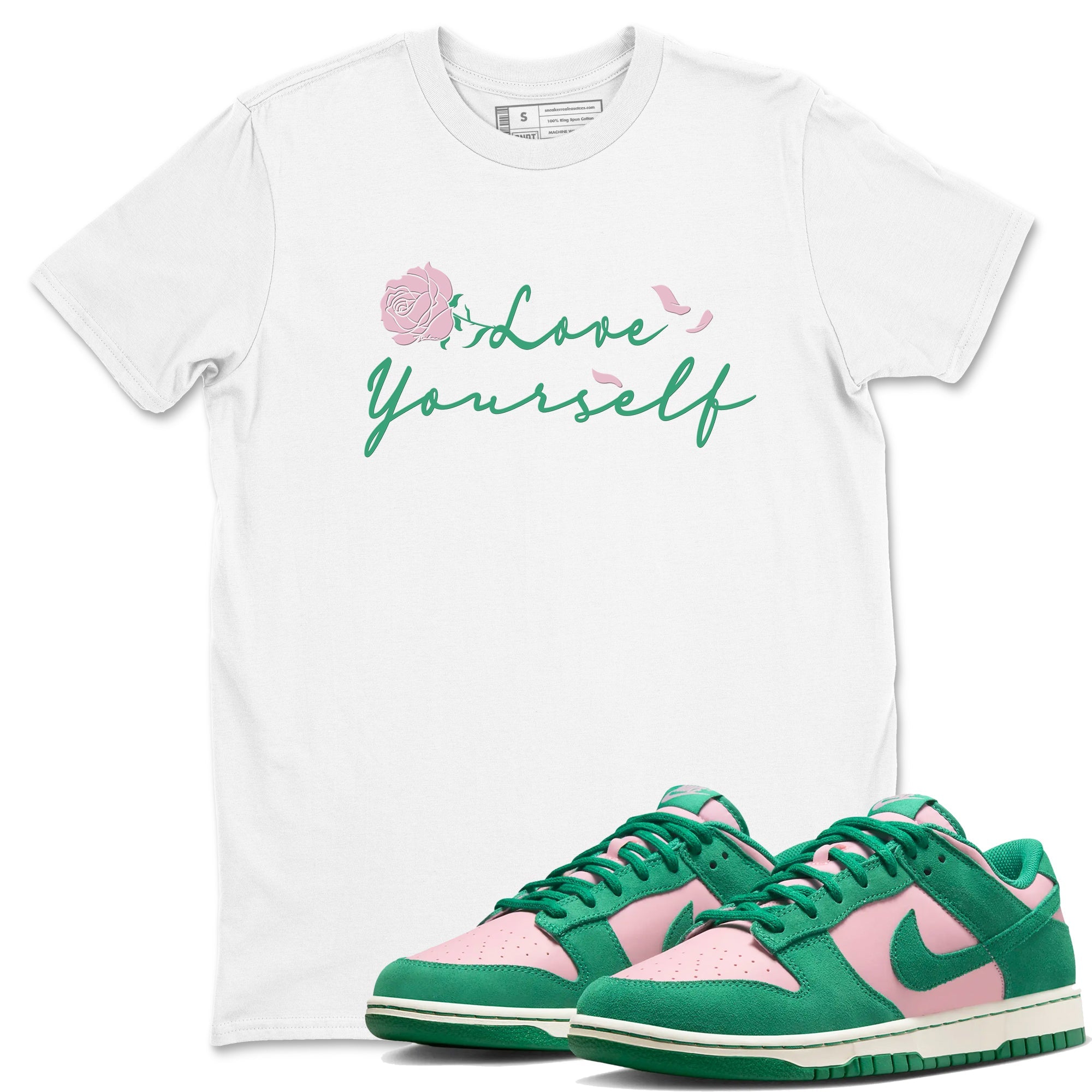 Dunk Low Medium Soft Pink Malachite shirt to match jordans Love Yourself sneaker tees Dunk Medium Soft Pink Malachite Drip Gear Zone unisex cotton White 1 crew neck shirt