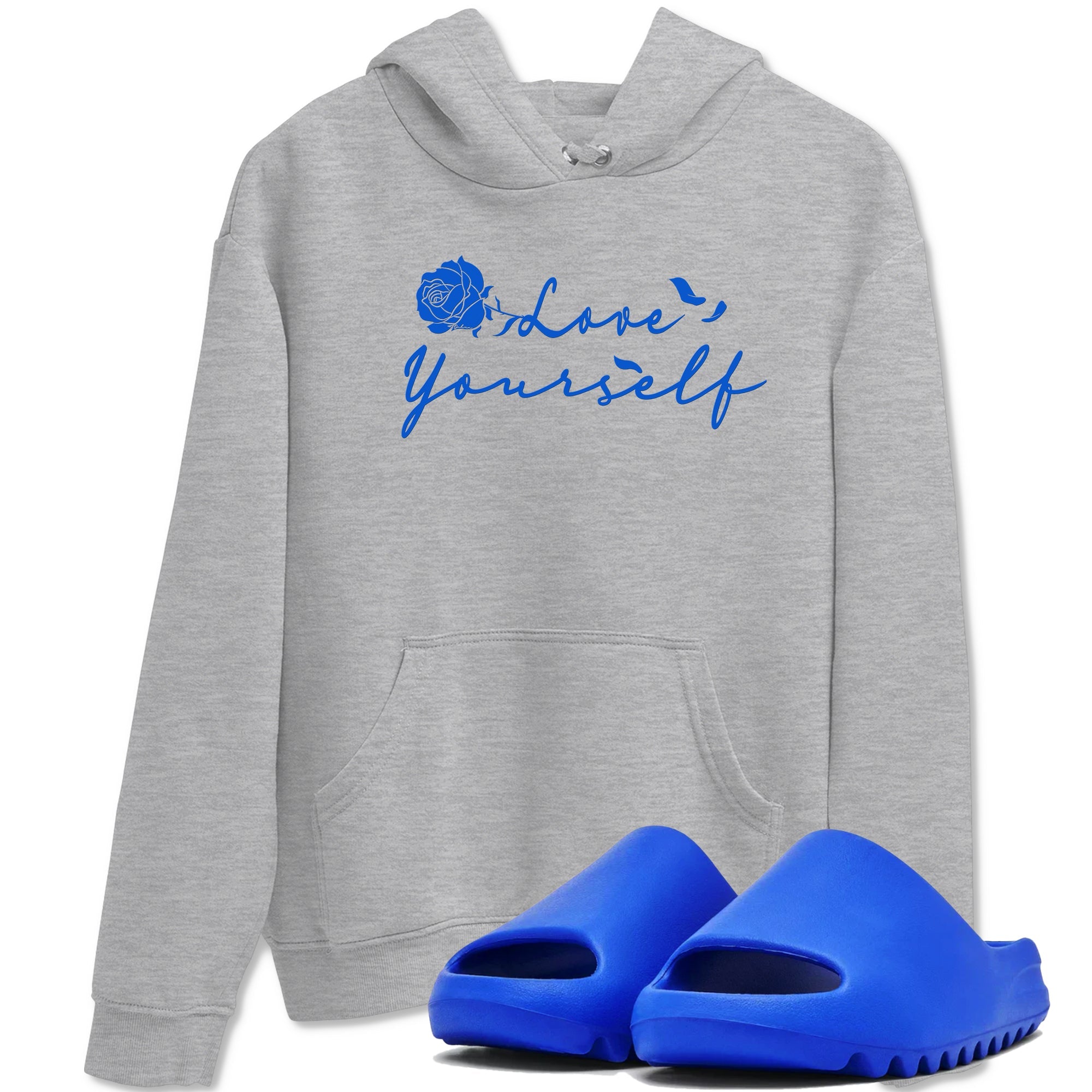 Yeezy Slide Azure shirts to match jordans Love Yourself sneaker match tees Yeezy Slide Azure Drip Gear Zone streetwear brand Heather Grey 1 unisex cotton tee