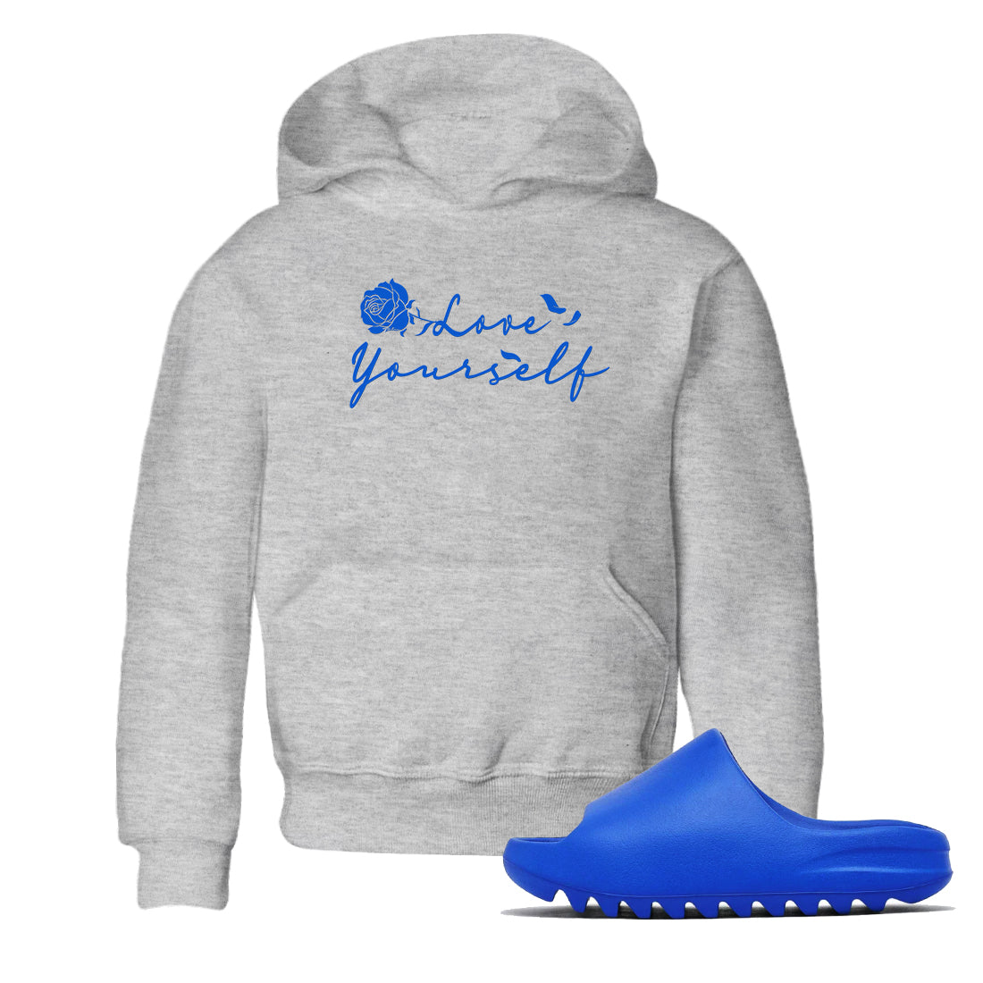 Yeezy Slide Azure shirts to match jordans Love Yourself sneaker match tees Yeezy Slide Azure Drip Gear Zone streetwear brand Baby and Youth Heather Grey 1 cotton tee