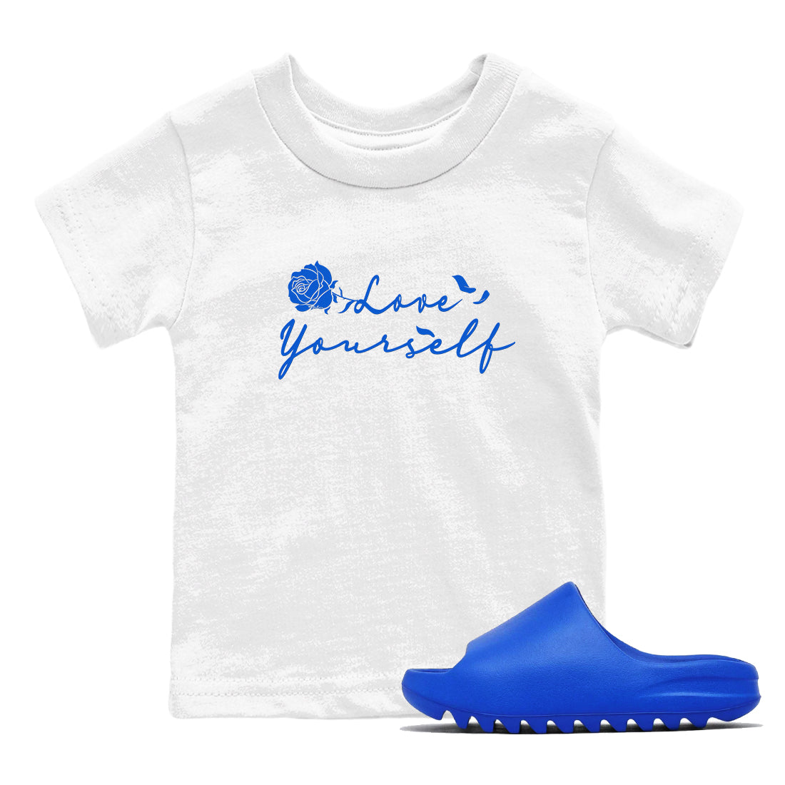 Yeezy Slide Azure shirts to match jordans Love Yourself sneaker match tees Yeezy Slide Azure Drip Gear Zone streetwear brand Baby and Youth White 1 cotton tee