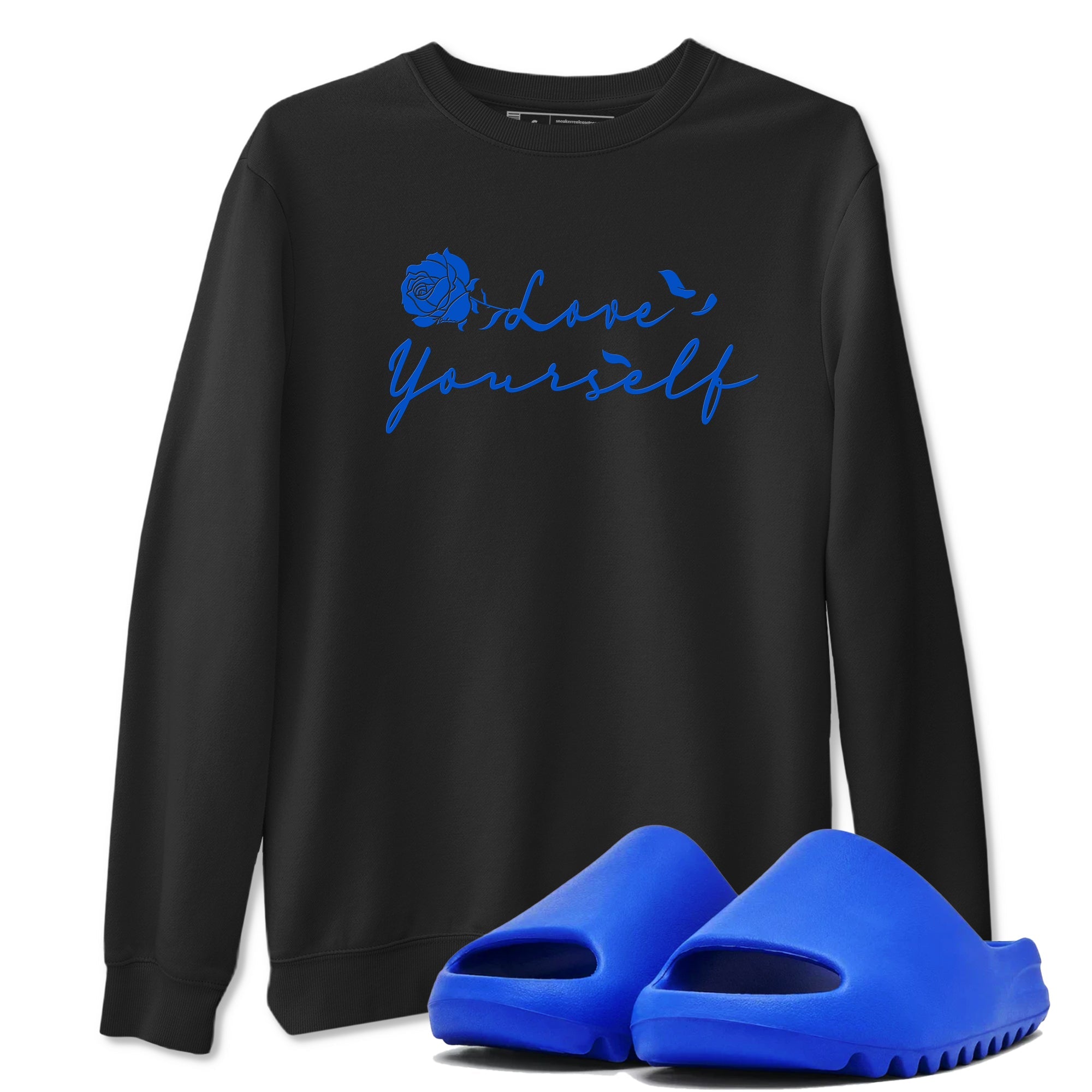 Yeezy Slide Azure shirts to match jordans Love Yourself sneaker match tees Yeezy Slide Azure Drip Gear Zone streetwear brand Black 1 unisex cotton tee