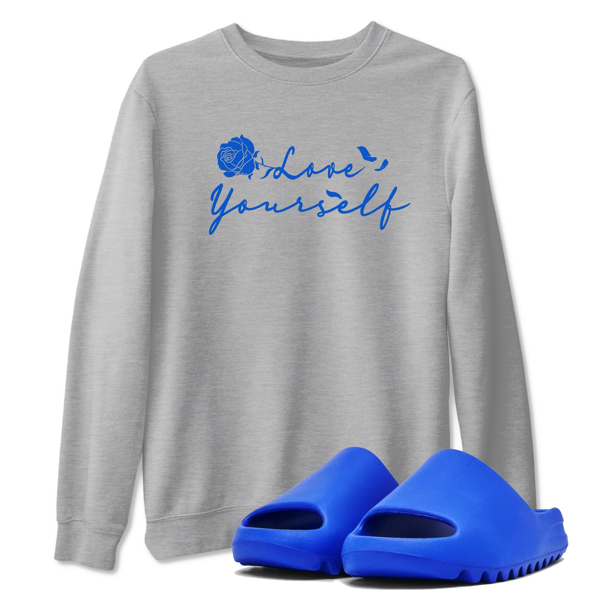 Yeezy Slide Azure shirts to match jordans Love Yourself sneaker match tees Yeezy Slide Azure Drip Gear Zone streetwear brand Heather Grey 1 unisex cotton tee