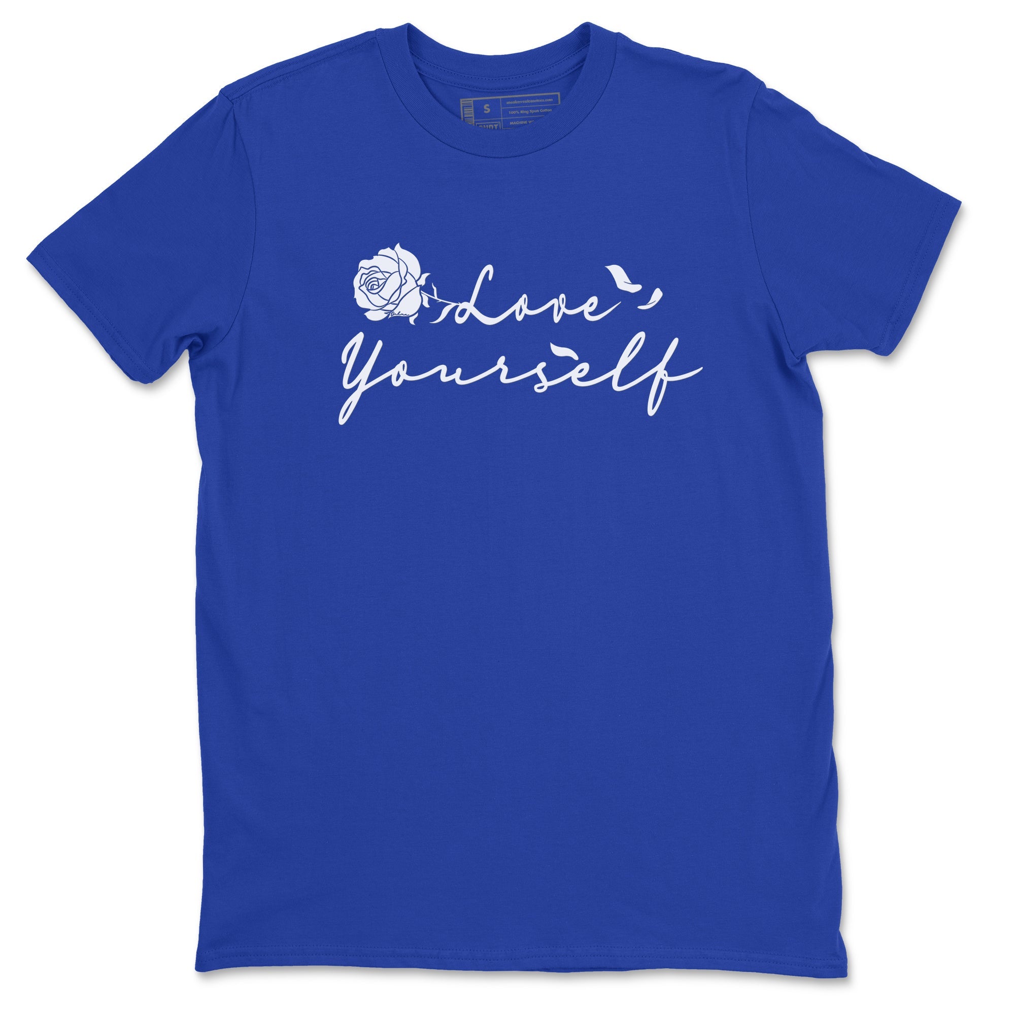 Yeezy Slide Azure shirts to match jordans Love Yourself sneaker match tees Yeezy Slide Azure Drip Gear Zone streetwear brand Royal Blue 2 unisex cotton tee