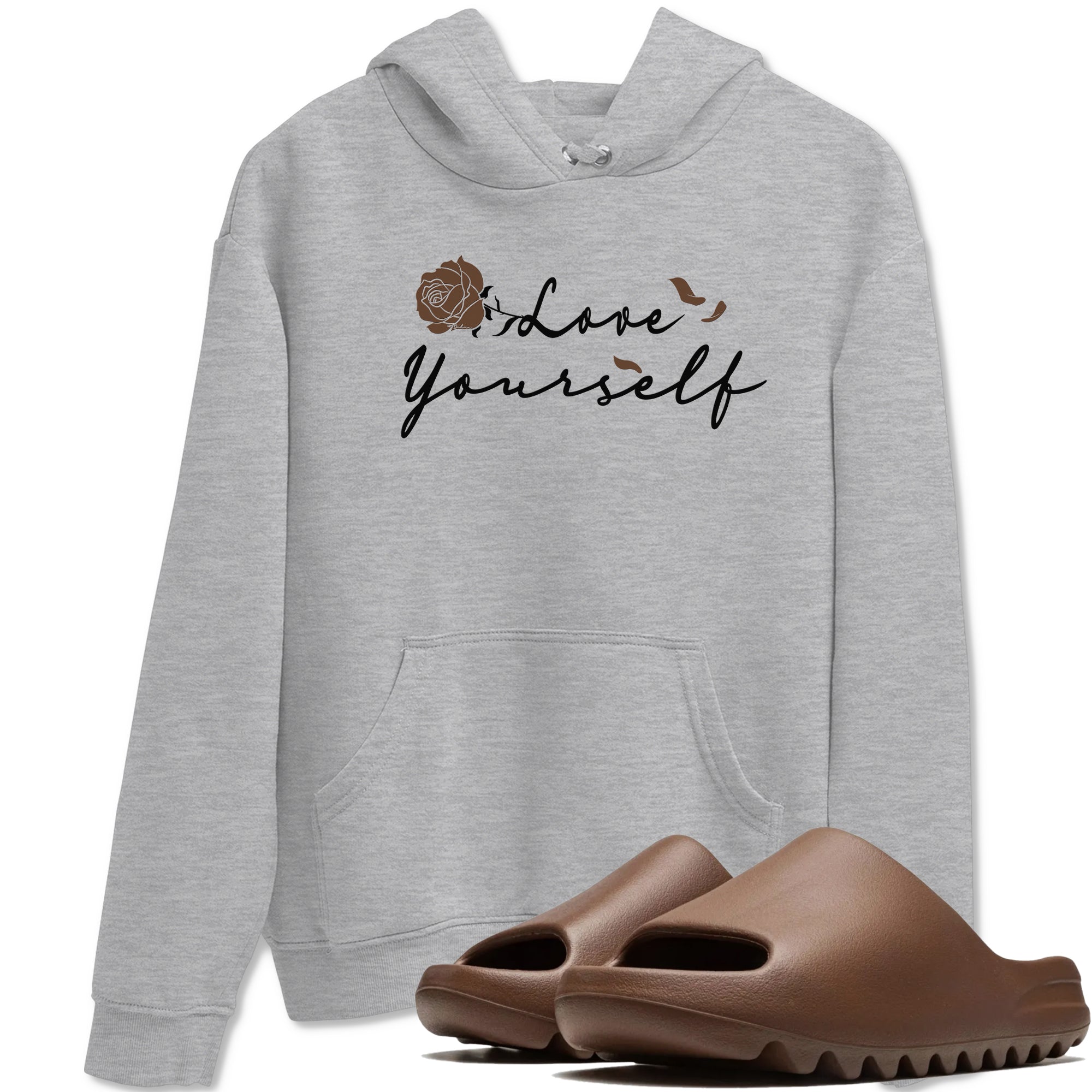 Yeezy Slide Flax shirts to match jordans Love Yourself sneaker match tees Yeezy Slide Flax Drip Gear Zone streetwear brand Heather Grey 1 unisex cotton tee