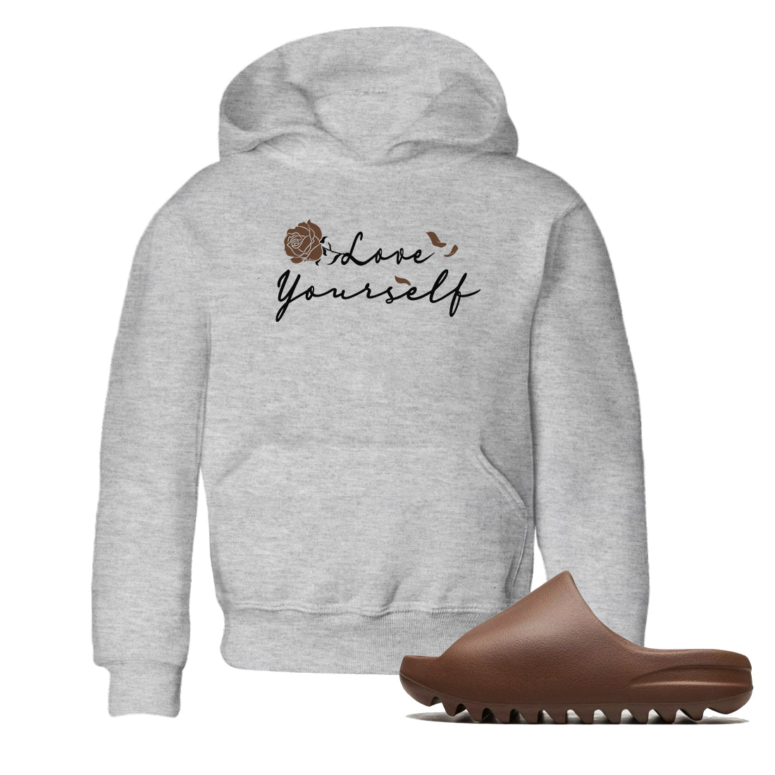 Yeezy Slide Flax shirts to match jordans Love Yourself sneaker match tees Yeezy Slide Flax Drip Gear Zone streetwear brand Baby and Youth Heather Grey 1 cotton tee