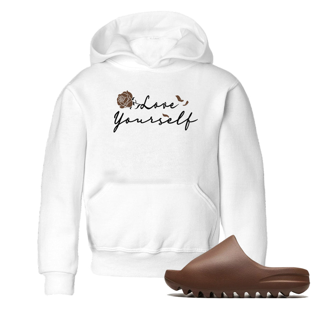Yeezy Slide Flax shirts to match jordans Love Yourself sneaker match tees Yeezy Slide Flax Drip Gear Zone streetwear brand Baby and Youth White 1 cotton tee