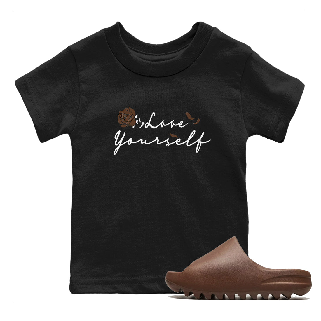 Yeezy Slide Flax shirts to match jordans Love Yourself sneaker match tees Yeezy Slide Flax Drip Gear Zone streetwear brand Baby and Youth Black 1 cotton tee