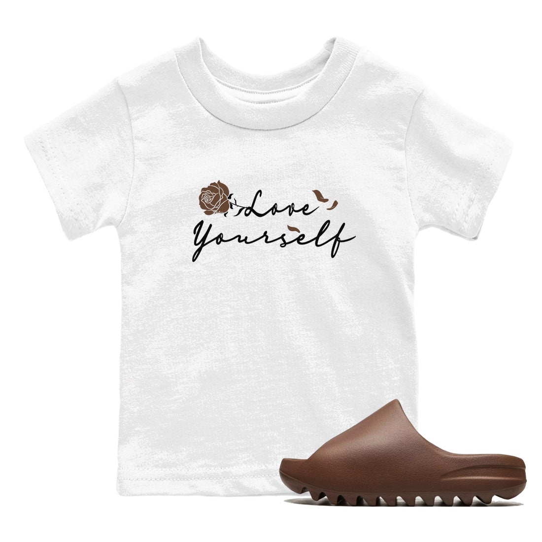 Yeezy Slide Flax shirts to match jordans Love Yourself sneaker match tees Yeezy Slide Flax Drip Gear Zone streetwear brand Baby and Youth White 1 cotton tee