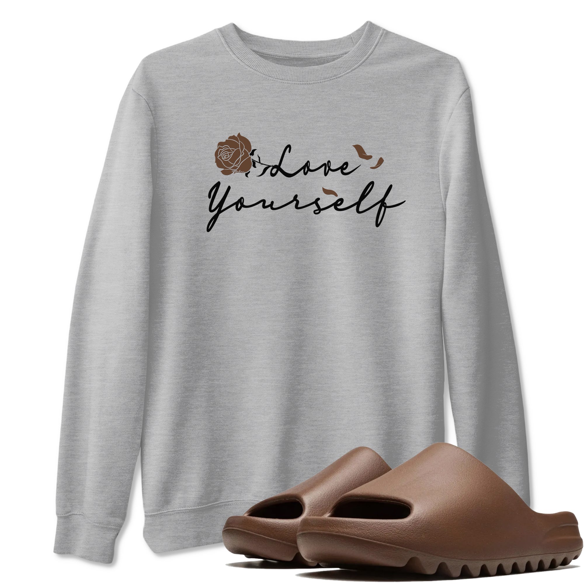 Yeezy Slide Flax shirts to match jordans Love Yourself sneaker match tees Yeezy Slide Flax Drip Gear Zone streetwear brand Heather Grey 1 unisex cotton tee