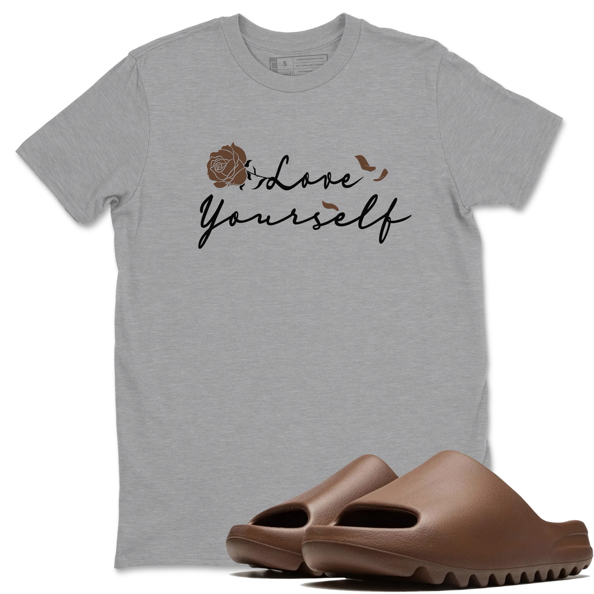 Yeezy Slide Flax shirts to match jordans Love Yourself sneaker match tees Yeezy Slide Flax Drip Gear Zone streetwear brand Heather Grey 1 unisex cotton tee