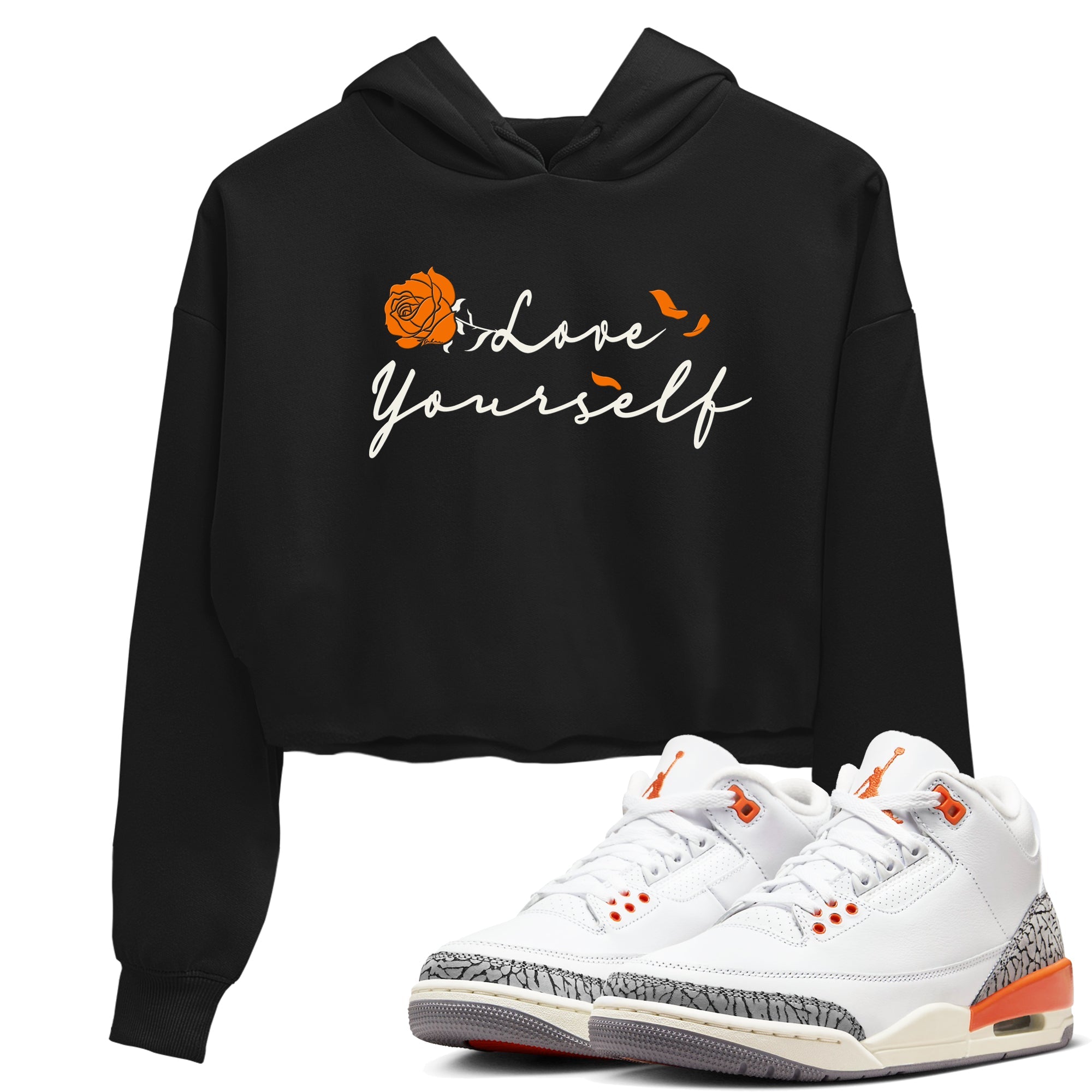3s Georgia Peach shirt to match jordans Lover Yourself sneaker tees Air Jordan 3 Georgia Peach Drip Gear Zone Black 1 crop length shirt