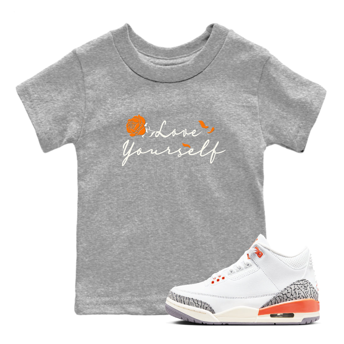 3s Georgia Peach shirt to match jordans Lover Yourself sneaker tees Air Jordan 3 Georgia Peach Drip Gear Zone baby toddler Heather Grey 1 cotton Shirt