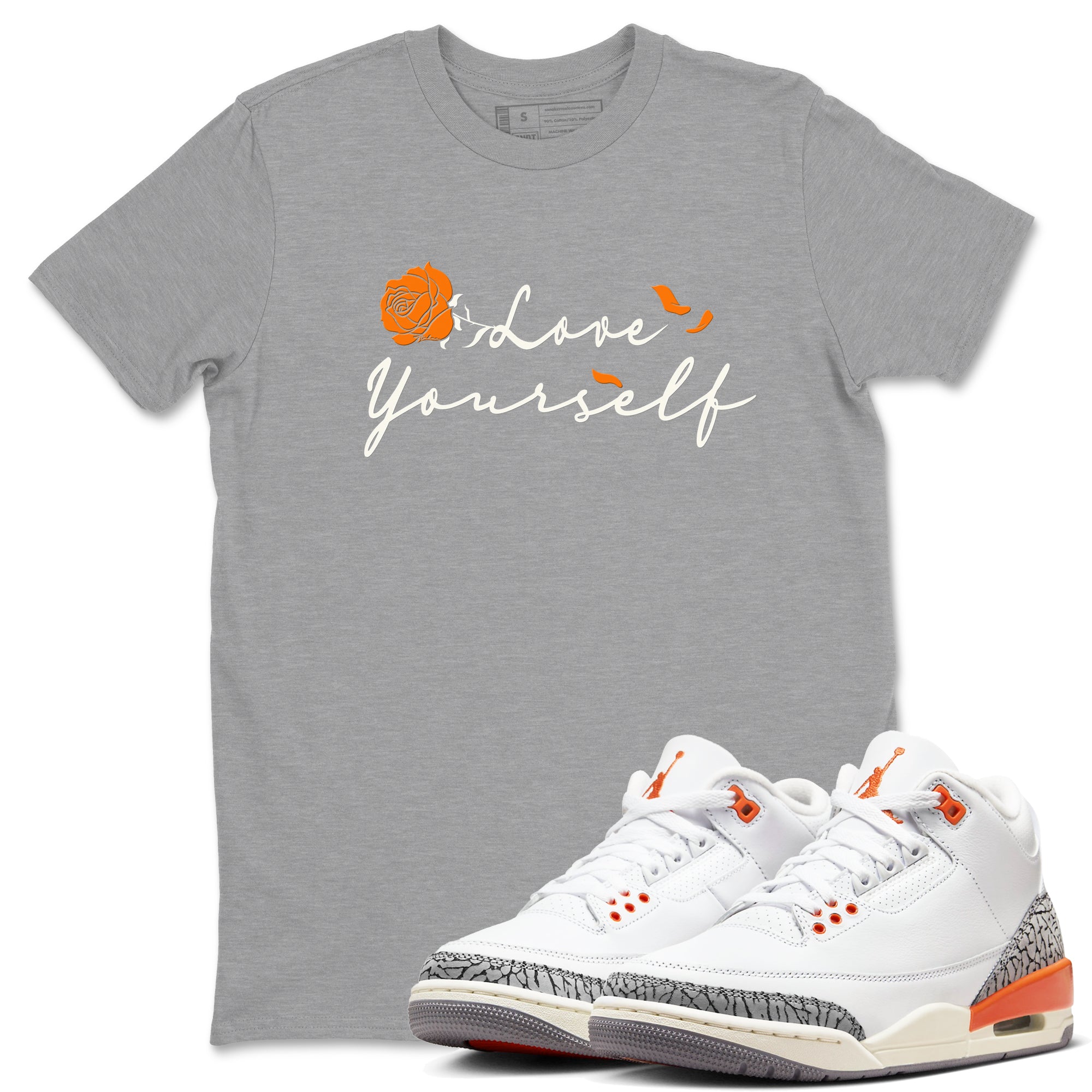 3s Georgia Peach shirt to match jordans Lover Yourself sneaker tees Air Jordan 3 Georgia Peach Drip Gear Zone unisex cotton Heather Grey 1 crew neck shirt