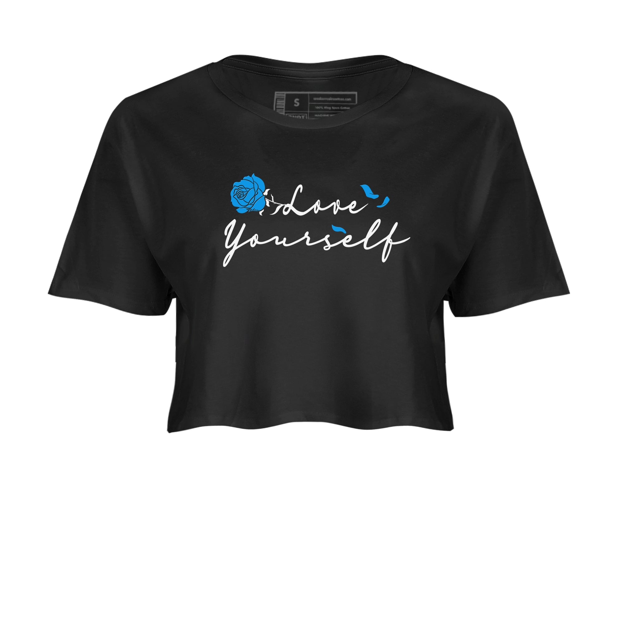 AJ 4 Military Blue shirt to match jordans Lover Yourself sneaker tees Air Jordan 4 Military Blue Drip Gear Zone Black 2 crop length shirt