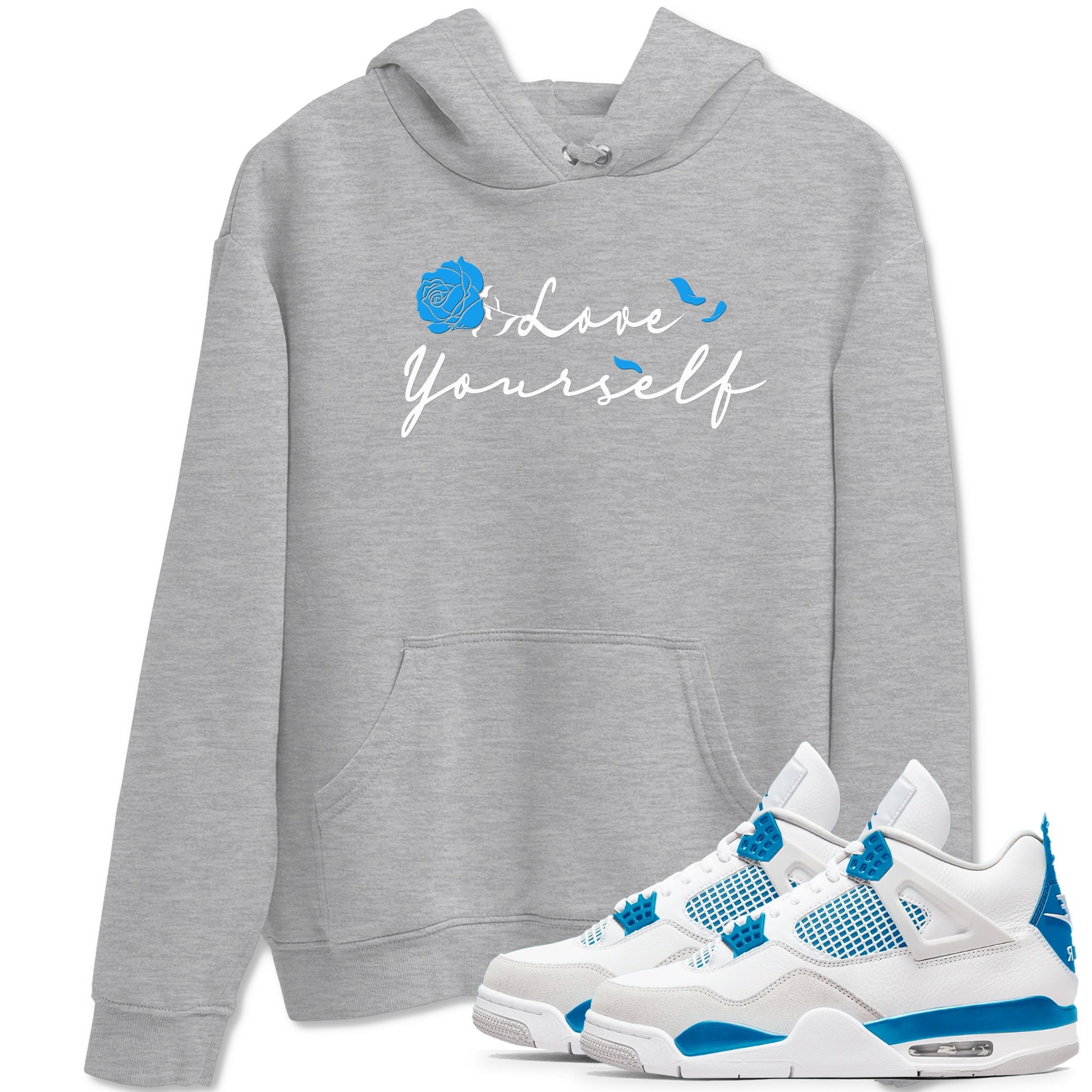 AJ 4 Military Blue shirt to match jordans Lover Yourself sneaker tees Air Jordan 4 Military Blue Drip Gear Zone unisex cotton Heather Grey 1 crew neck shirt