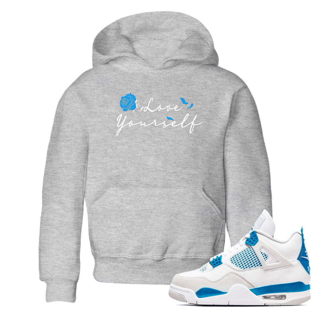 AJ 4 Military Blue shirt to match jordans Lover Yourself sneaker tees Air Jordan 4 Military Blue Drip Gear Zone baby toddler Heather Grey 1 cotton Shirt