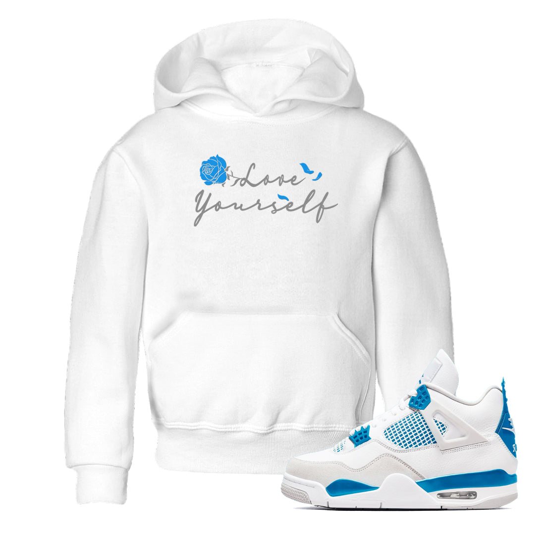 AJ 4 Military Blue shirt to match jordans Lover Yourself sneaker tees Air Jordan 4 Military Blue Drip Gear Zone baby toddler White 1 cotton Shirt