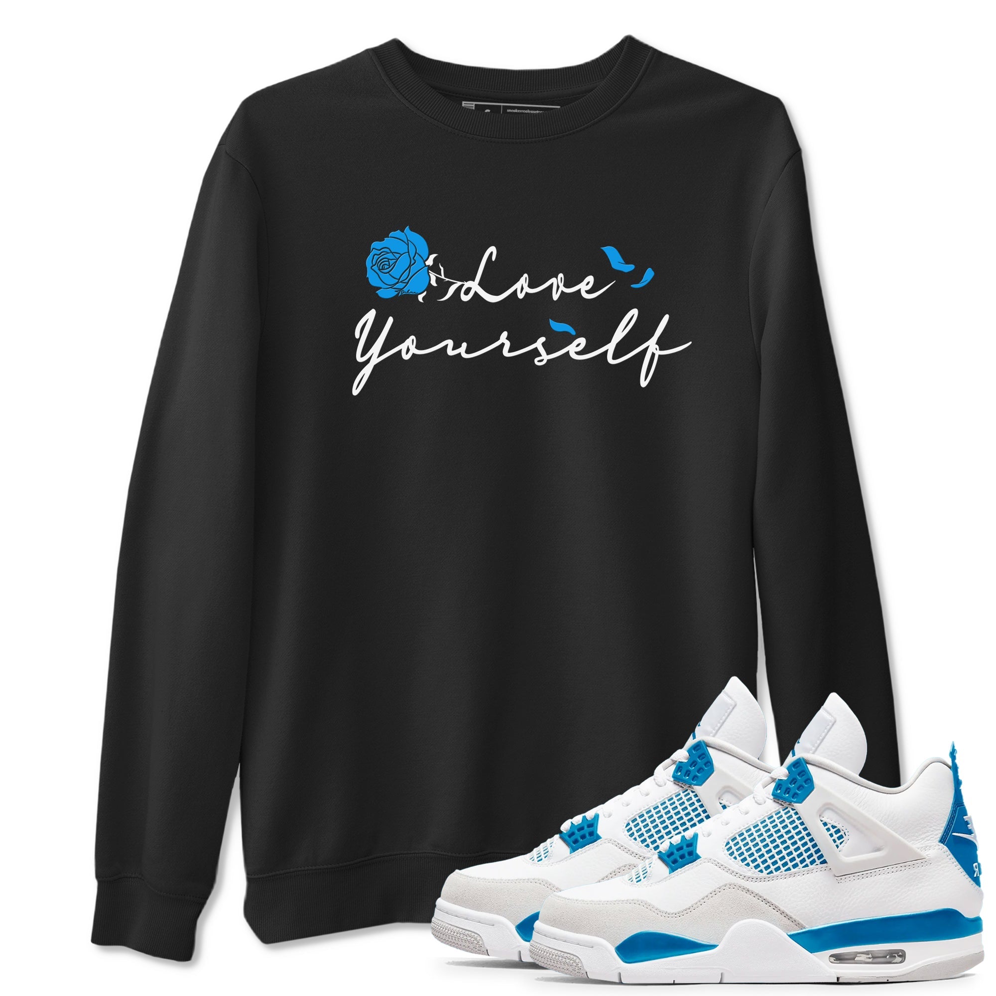 AJ 4 Military Blue shirt to match jordans Lover Yourself sneaker tees Air Jordan 4 Military Blue Drip Gear Zone unisex cotton Black 1 crew neck shirt