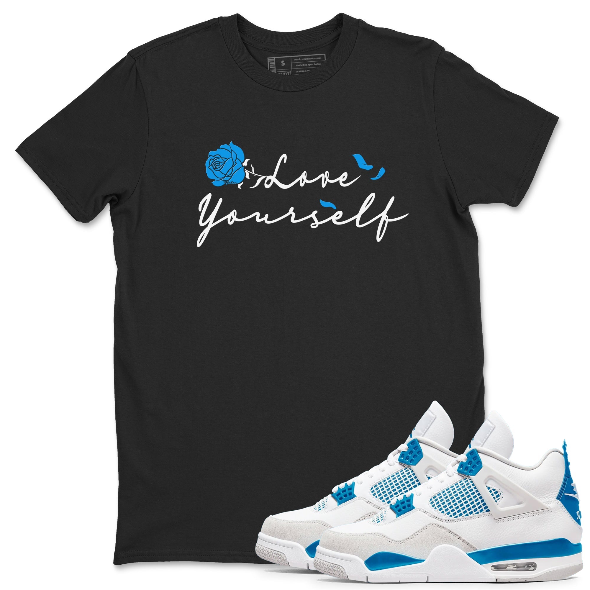 AJ 4 Military Blue shirt to match jordans Lover Yourself sneaker tees Air Jordan 4 Military Blue Drip Gear Zone unisex cotton Black 1 crew neck shirt