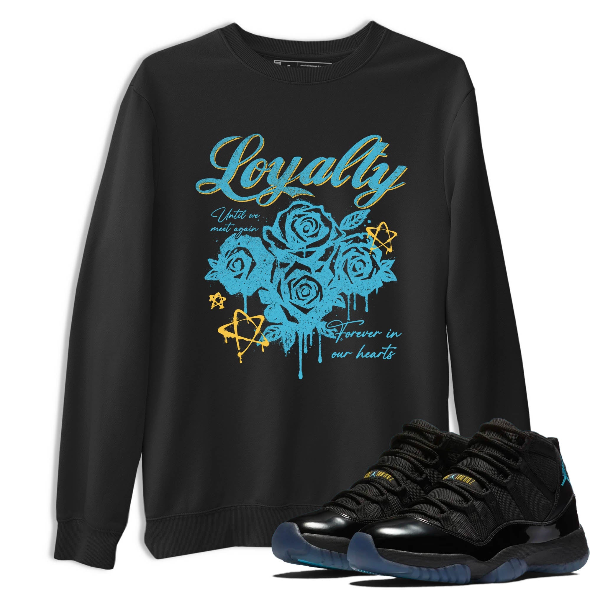 Sneaker Threads  Sneaker Tees To Match Air Jordan 11 Retro Gamma  Loyalty Graphic Tee Black 1. Perfect for Jordan releases 2025 colorways.