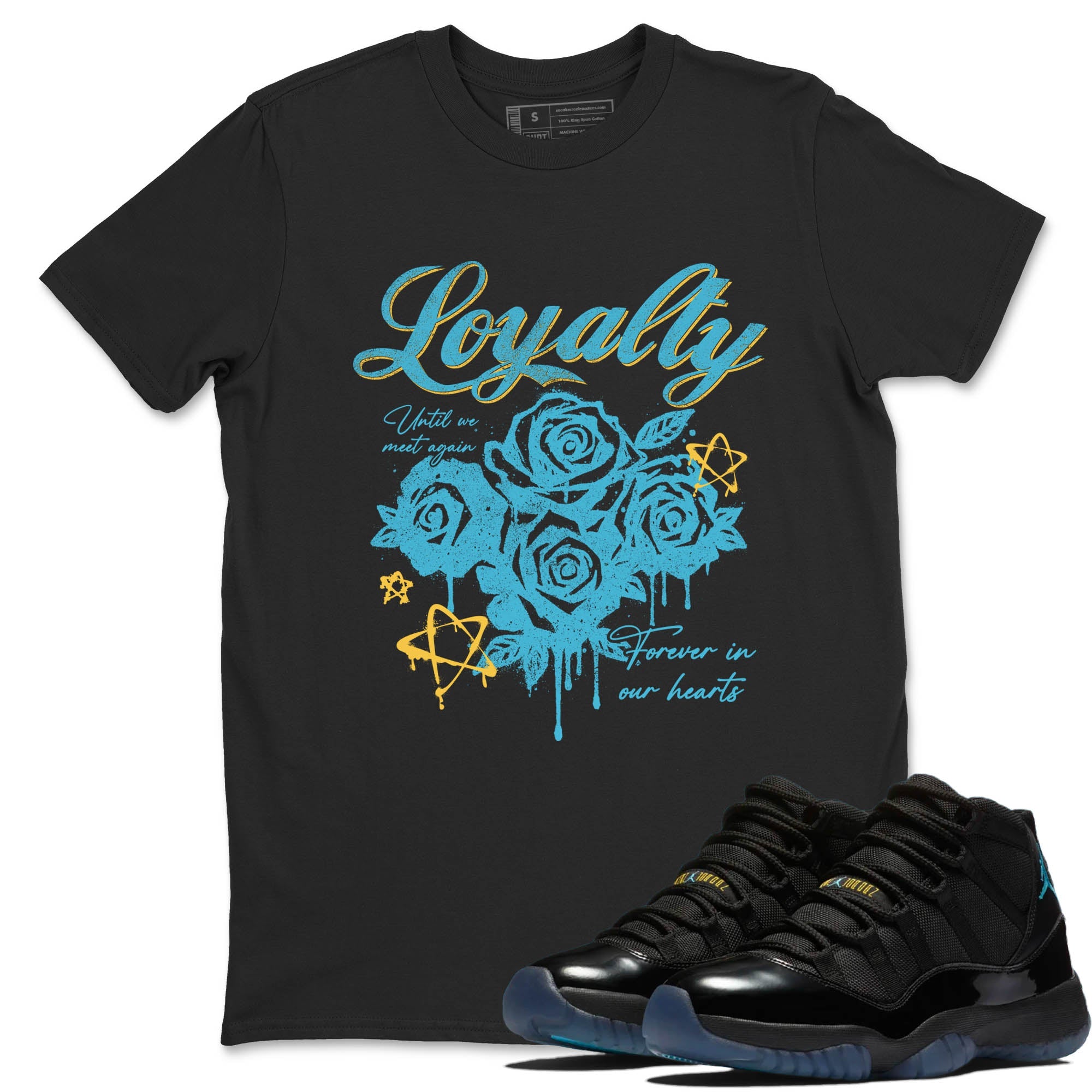 Sneaker Threads  Sneaker Tees To Match Air Jordan 11 Retro Gamma  Loyalty Graphic Tee Black 1. Perfect for Jordan releases 2025 colorways.