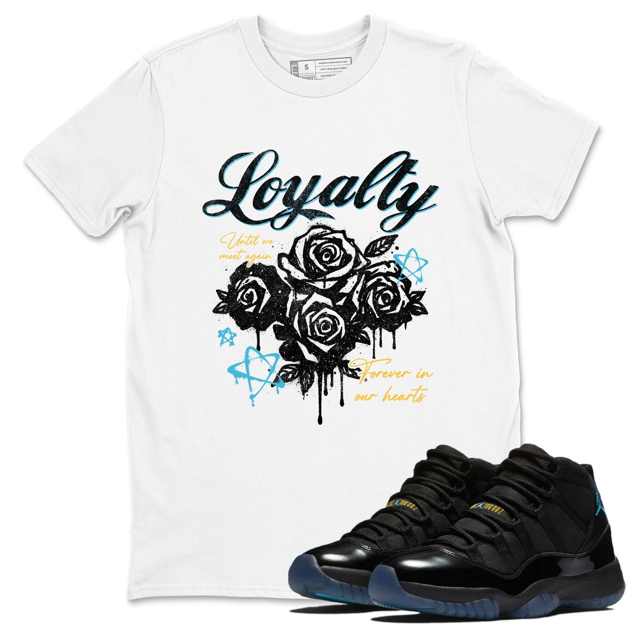 Sneaker Threads  Sneaker Tees To Match Air Jordan 11 Retro Gamma  Loyalty Graphic Tee White 1. Perfect for Jordan releases 2025 colorways.