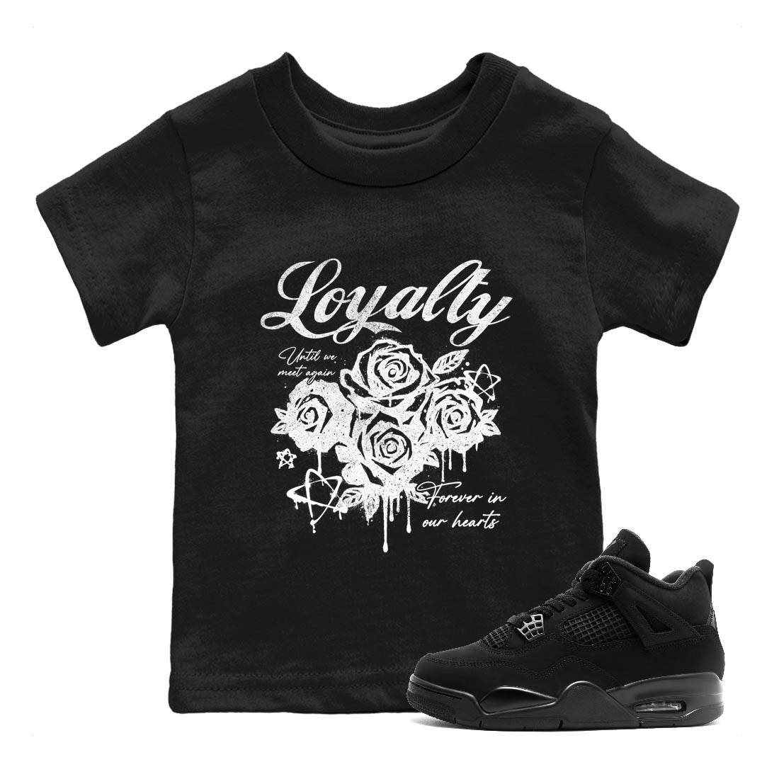 Sneaker Threads  Sneaker Tees To Match Air Jordan 4 Black Cat  Loyalty Youth Graphic Tee Black 1. Perfect for Jordan releases 2025 colorways.