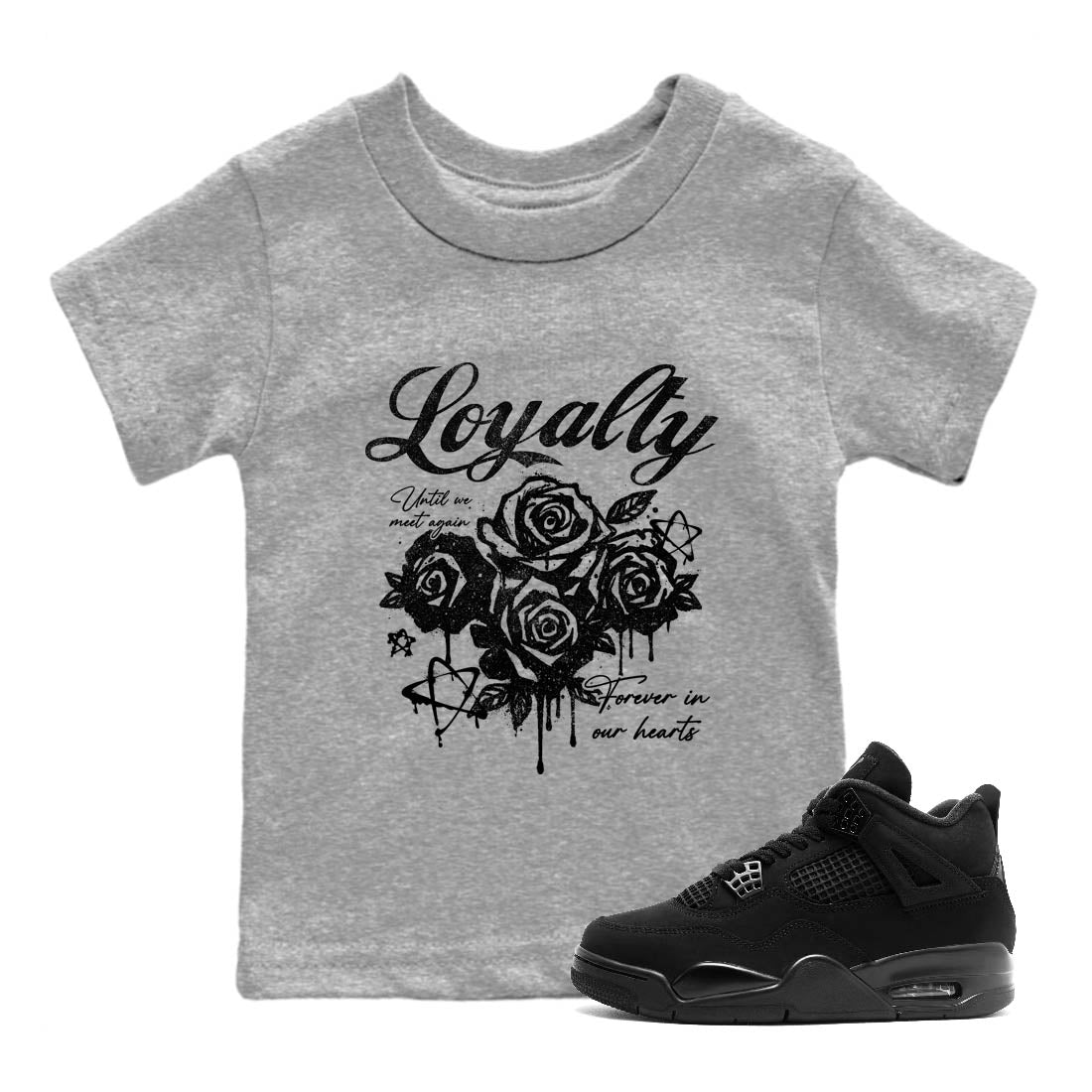 Sneaker Threads  Sneaker Tees To Match Air Jordan 4 Black Cat  Loyalty Youth Graphic Tee Heather Grey 1. Perfect for Jordan releases 2025 colorways.