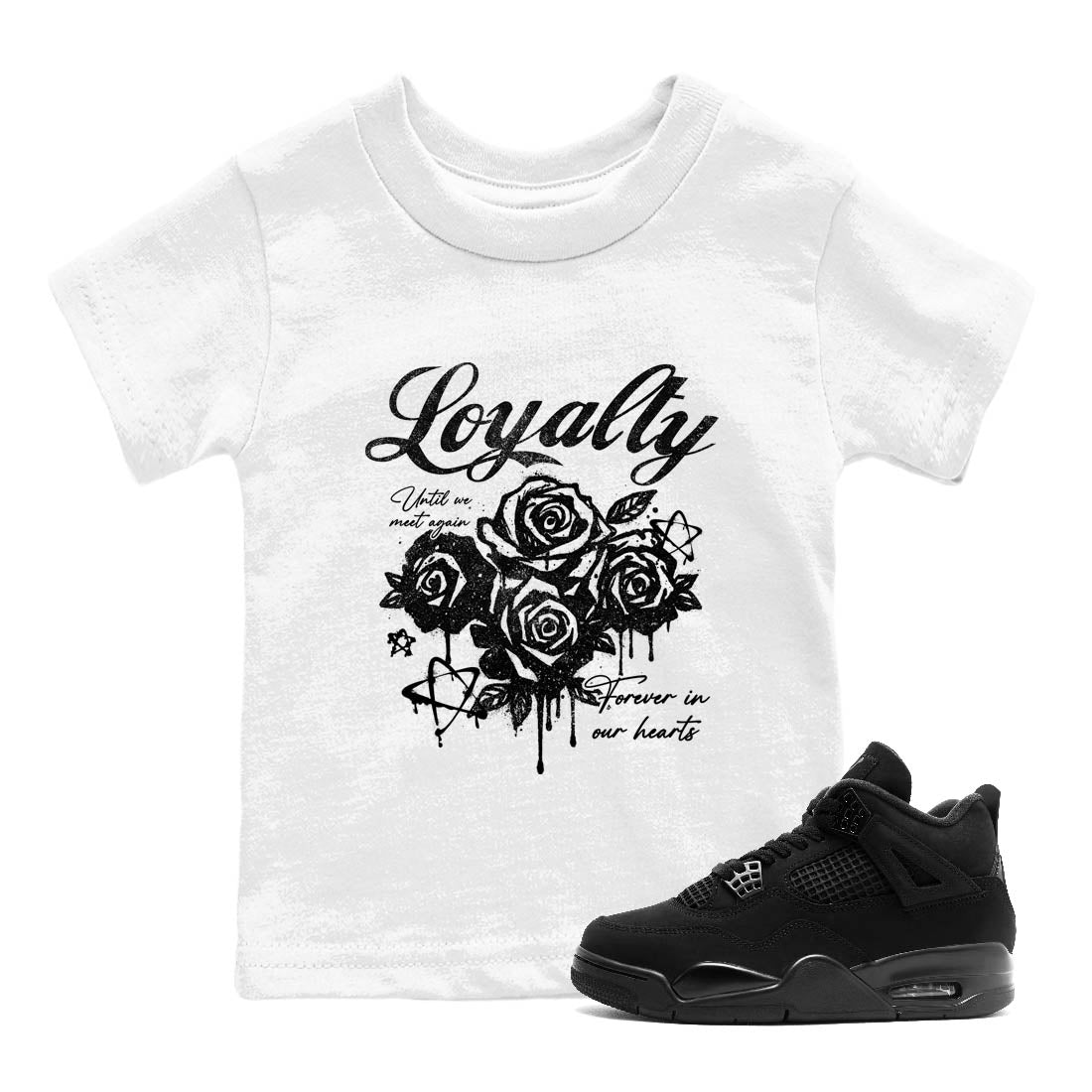 Sneaker Threads  Sneaker Tees To Match Air Jordan 4 Black Cat  Loyalty Youth Graphic Tee White 1. Perfect for Jordan releases 2025 colorways.