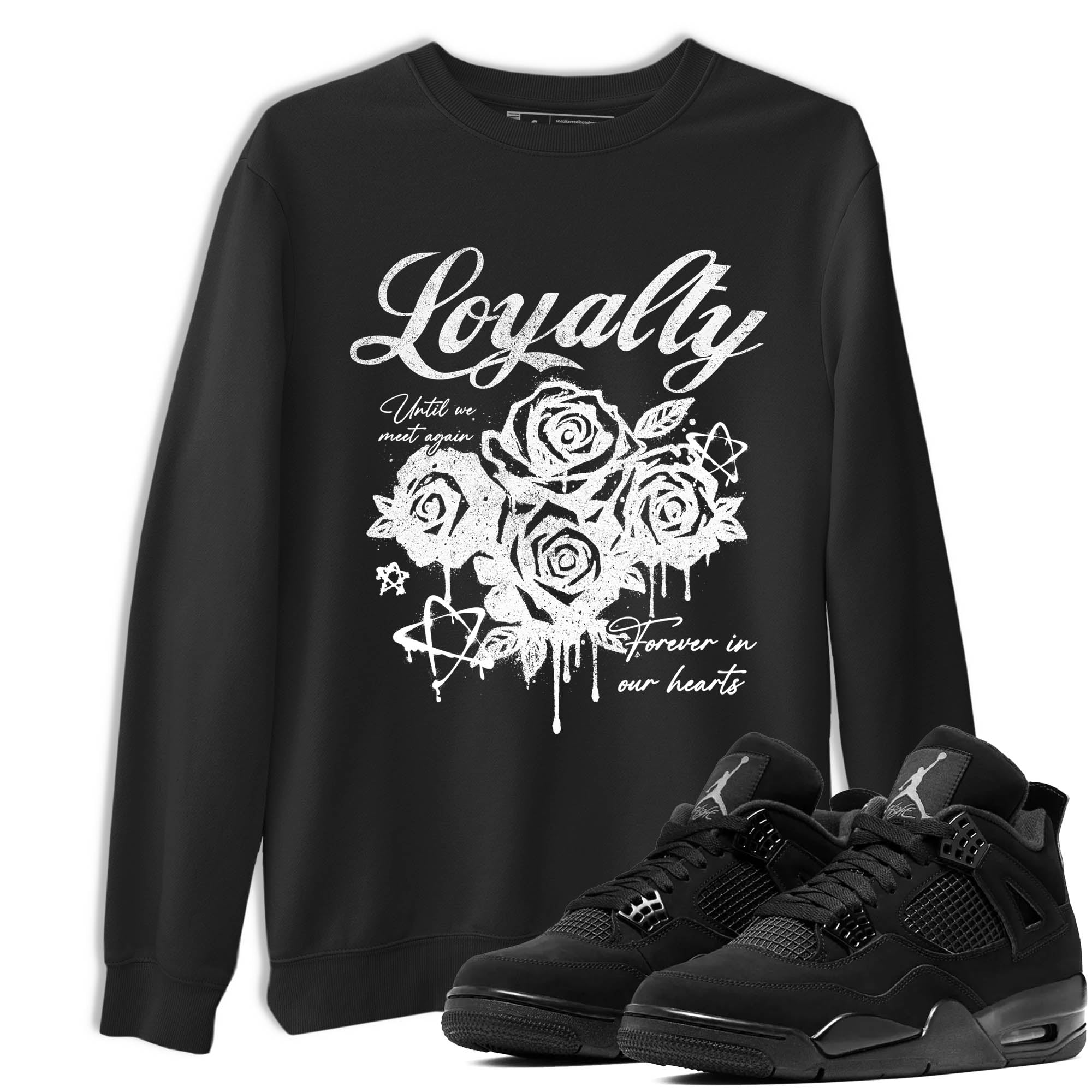 Sneaker Threads  Sneaker Tees To Match Air Jordan 4 Black Cat  Loyalty Graphic Tee Black 1. Perfect for Jordan releases 2025 colorways.