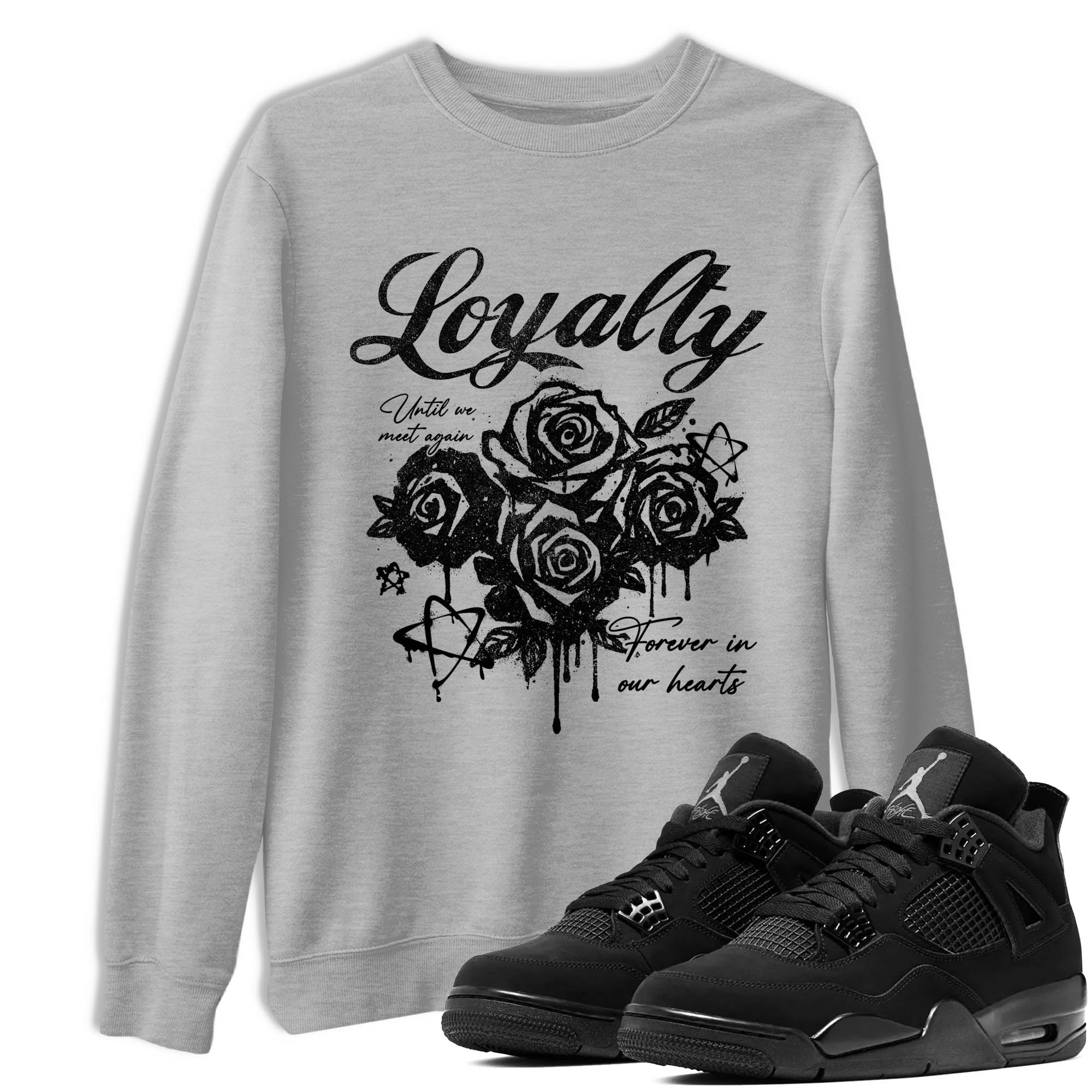 Sneaker Threads  Sneaker Tees To Match Air Jordan 4 Black Cat  Loyalty Graphic Tee Heather Grey 1. Perfect for Jordan releases 2025 colorways.