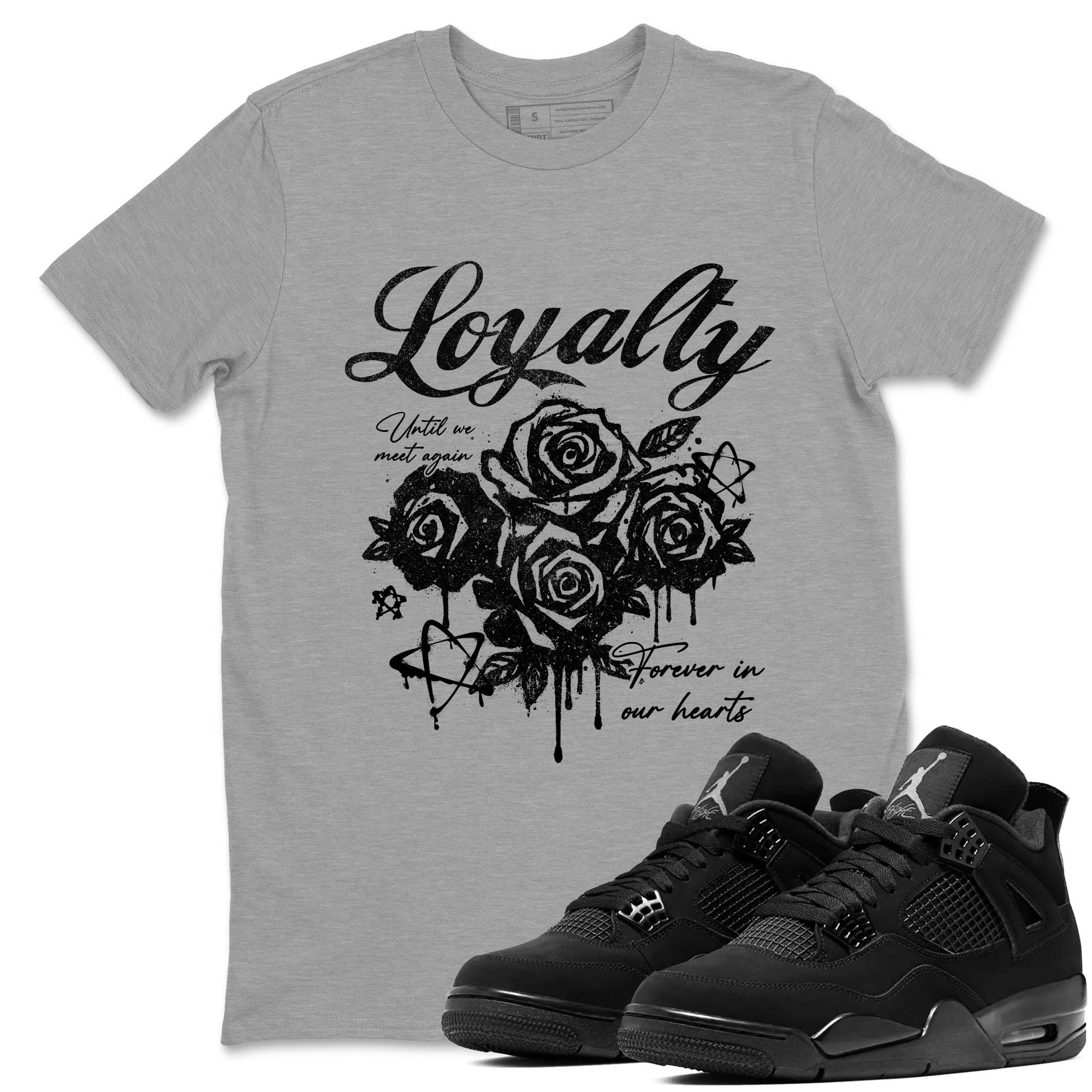 Sneaker Threads  Sneaker Tees To Match Air Jordan 4 Black Cat  Loyalty Graphic Tee Heather Grey 1. Perfect for Jordan releases 2025 colorways.