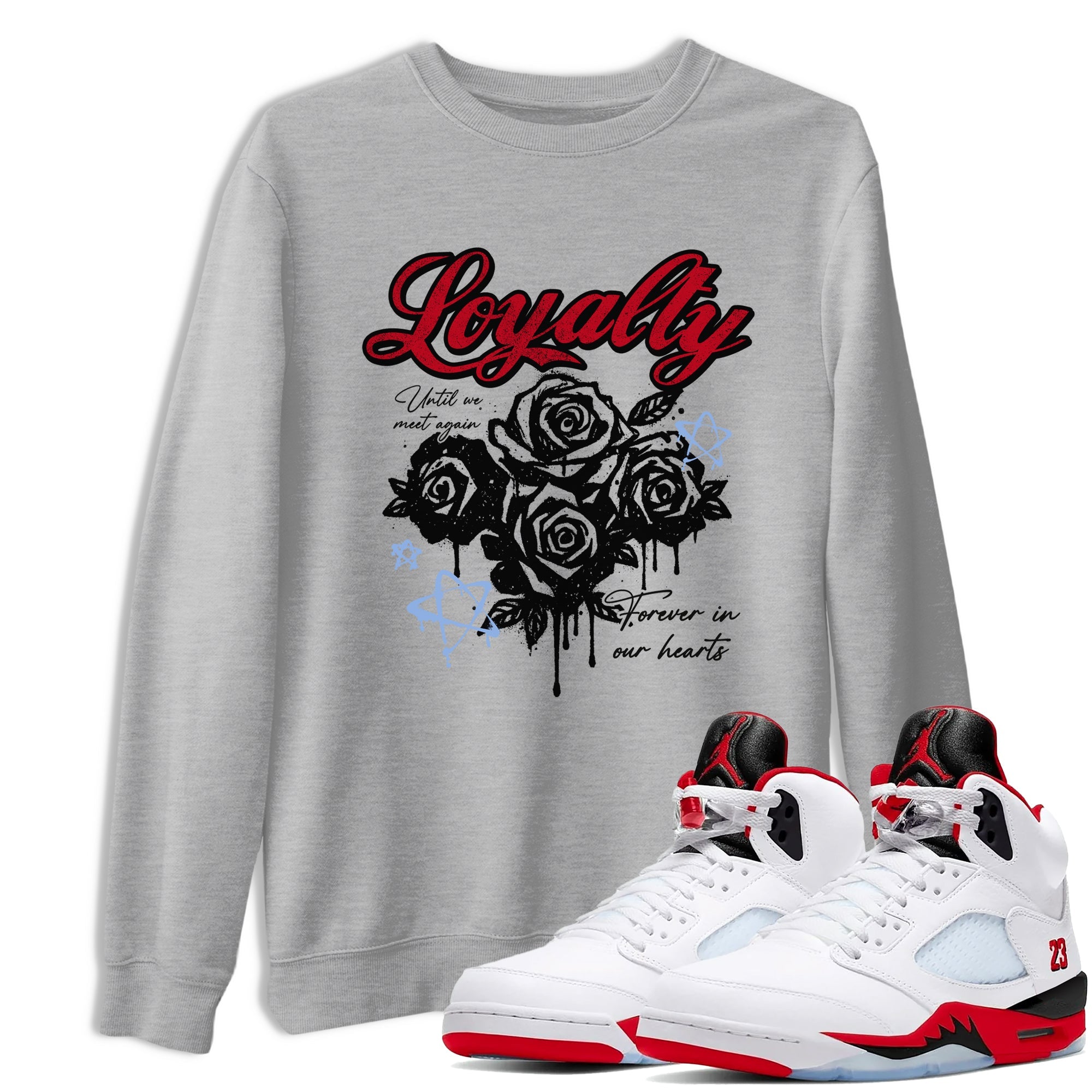 Sneaker match tees  Sneaker Tees To Match Air Jordan 5 Fire Red Shoes  Loyalty Tee Heather Grey 1
