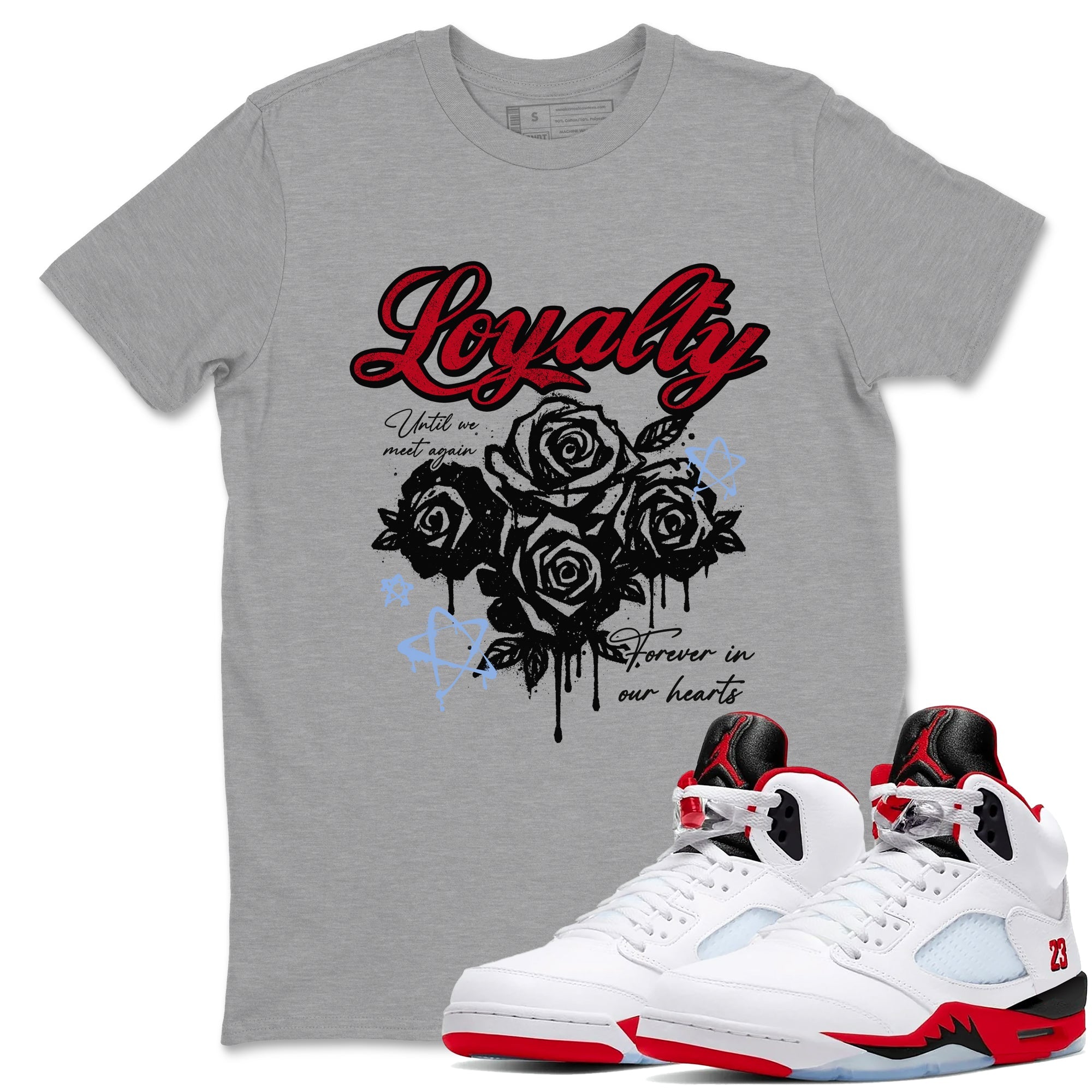 Sneaker match tees  Sneaker Tees To Match Air Jordan 5 Fire Red Shoes  Loyalty Tee Heather Grey 1