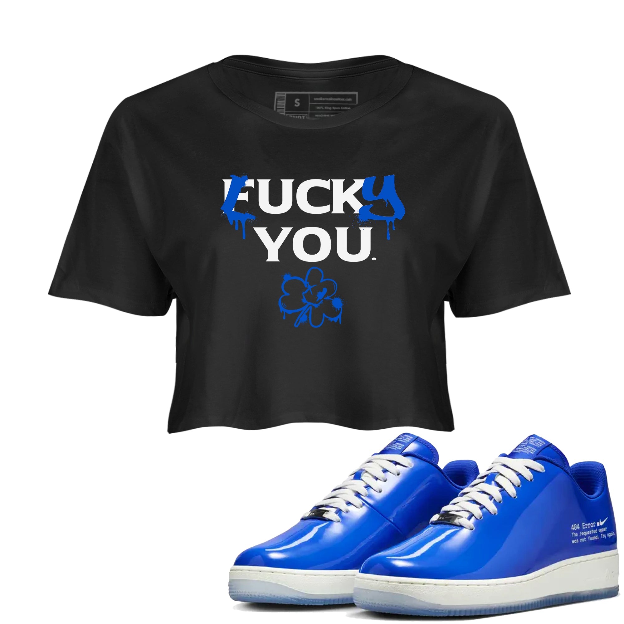 Air Force 1 404 Error shirt to match jordans Lucky You sneaker tees Air Force 1 404 Error Drip Gear Zone Black 1 crop length shirt