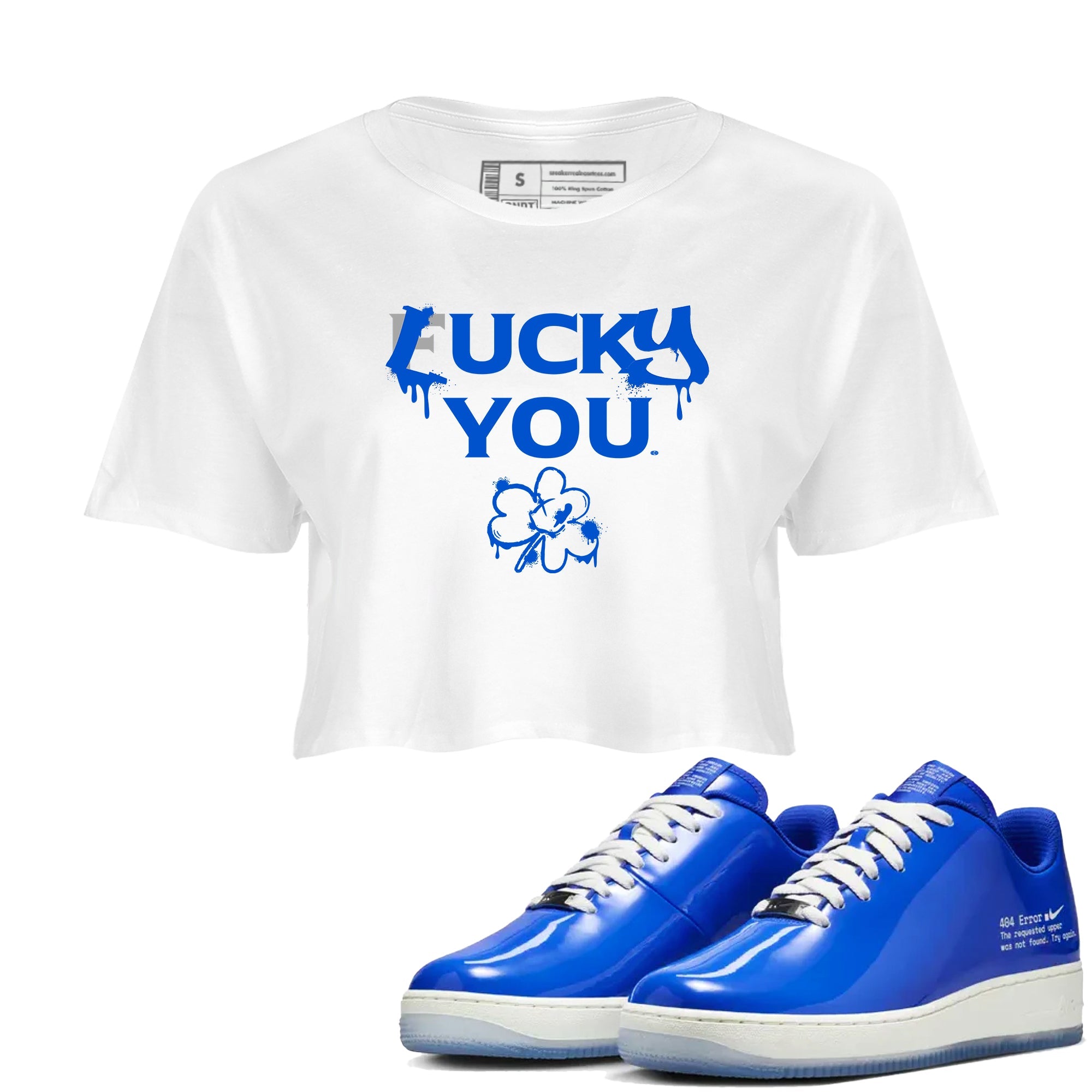 Air Force 1 404 Error shirt to match jordans Lucky You sneaker tees Air Force 1 404 Error Drip Gear Zone White 1 crop length shirt