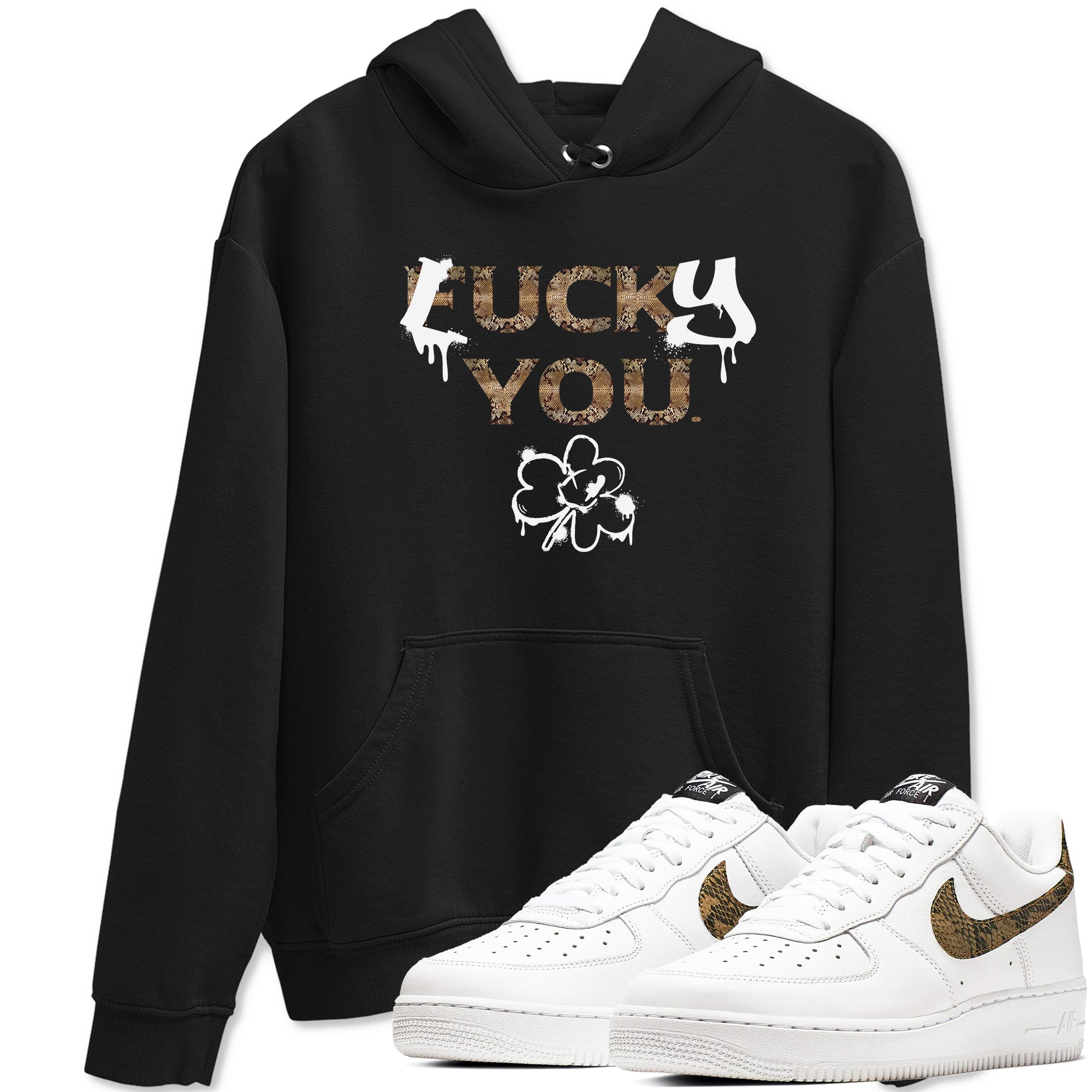 AF1 Ivory Snake shirt to match jordans Lucky You sneaker tees Air Force1 Ivory Snake Drip Gear Zone unisex cotton Black 1 crew neck shirt