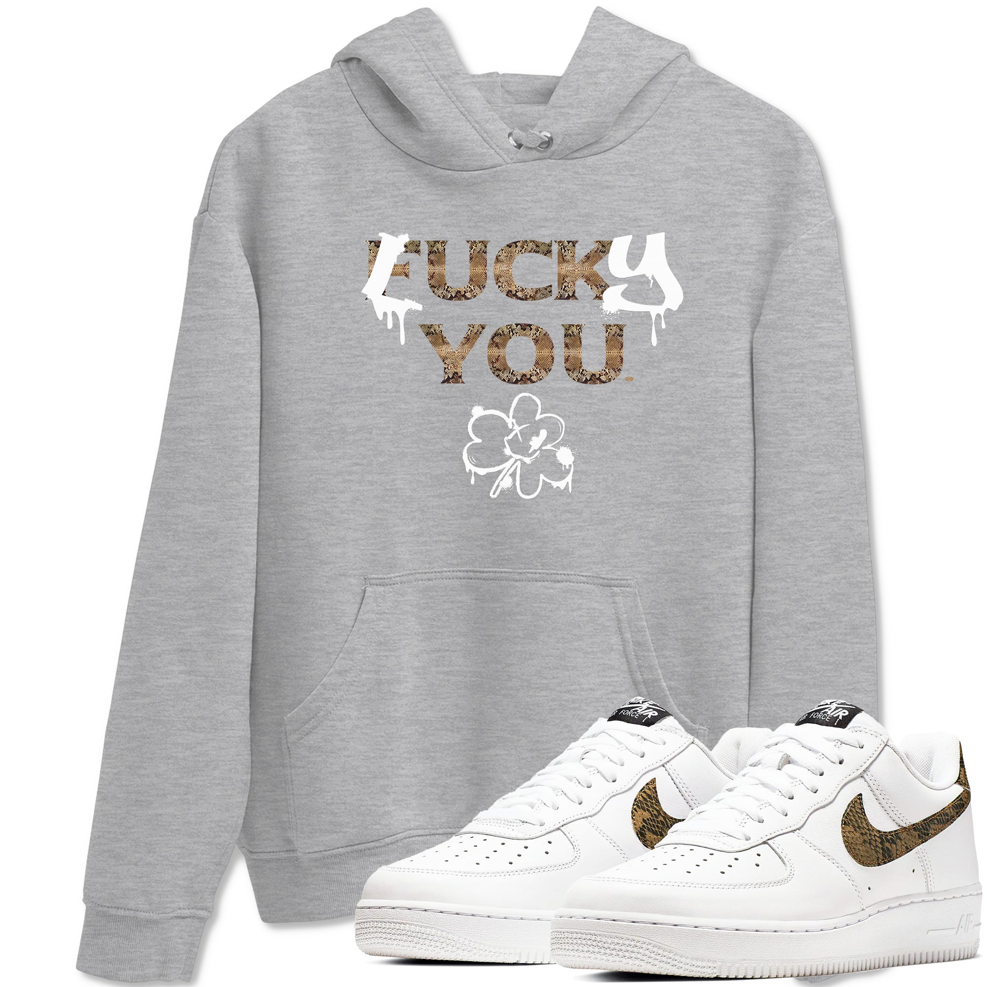 AF1 Ivory Snake shirt to match jordans Lucky You sneaker tees Air Force1 Ivory Snake Drip Gear Zone unisex cotton Heather Grey 1 crew neck shirt