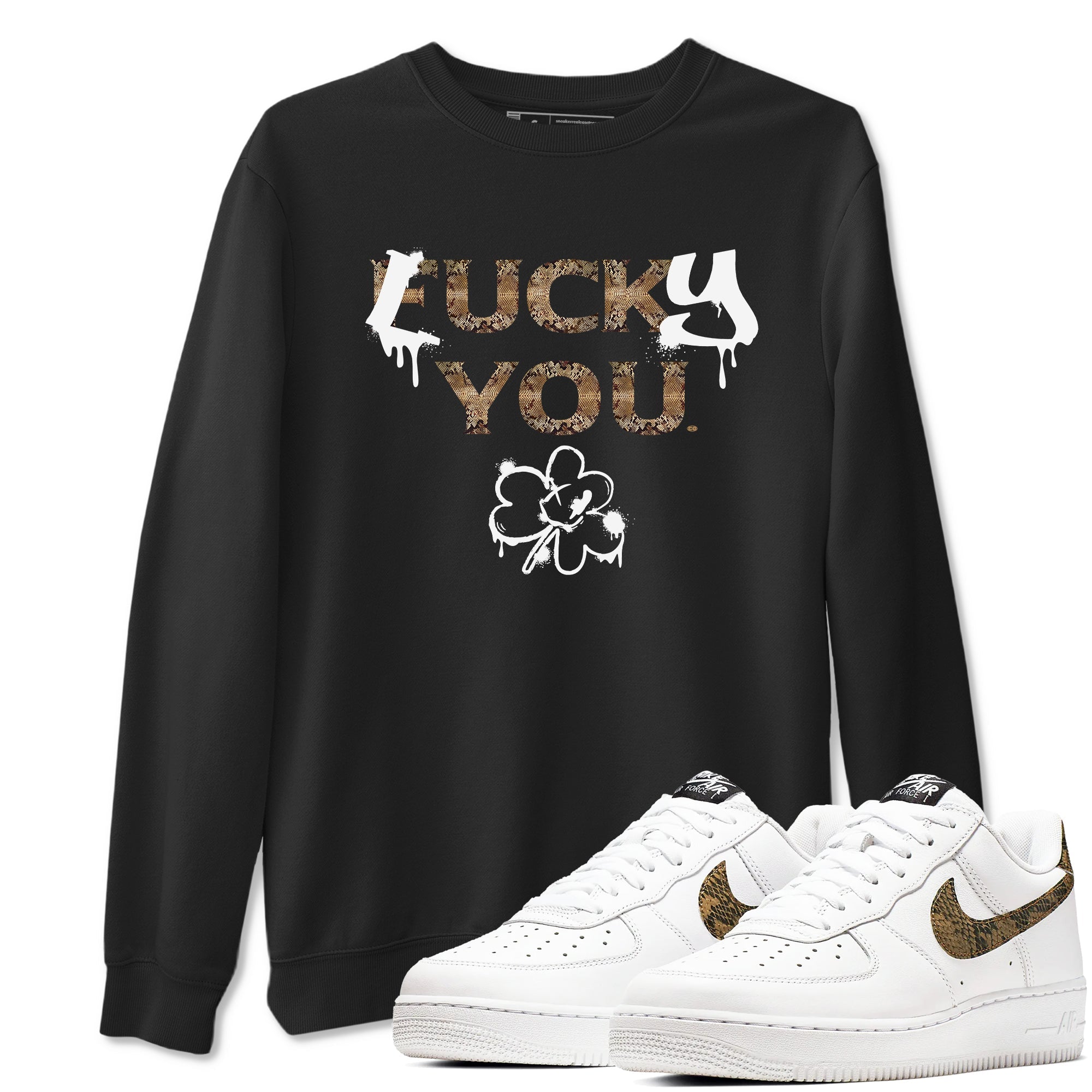 AF1 Ivory Snake shirt to match jordans Lucky You sneaker tees Air Force1 Ivory Snake Drip Gear Zone unisex cotton Black 1 crew neck shirt