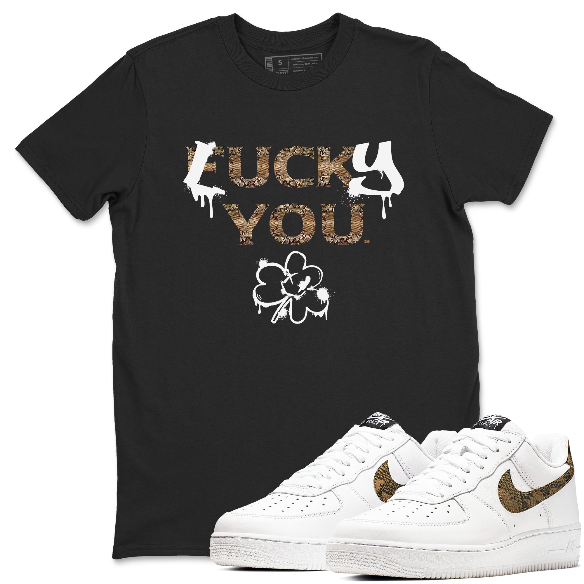 AF1 Ivory Snake shirt to match jordans Lucky You sneaker tees Air Force1 Ivory Snake Drip Gear Zone unisex cotton Black 1 crew neck shirt